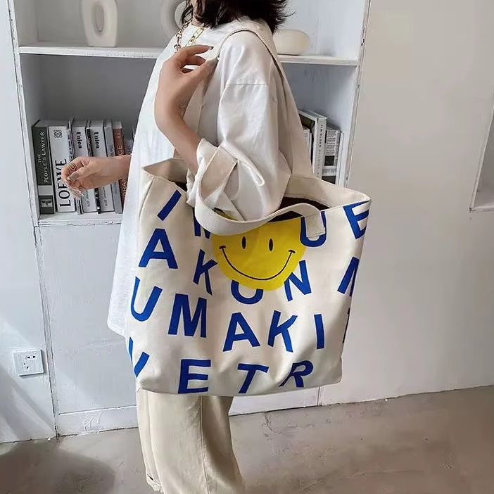 Custom Logo Popular Fashion Heavy Duty Large Personalized Eco Wholesale Shopping Cotton Canvas Tote Bag With Pocket