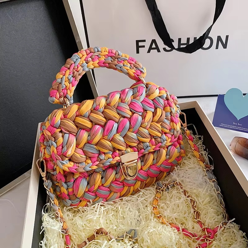 Fashion Handbags Stars With The Same Paragraph Hand-Woven Bag Ins Net Red Cloth Bag