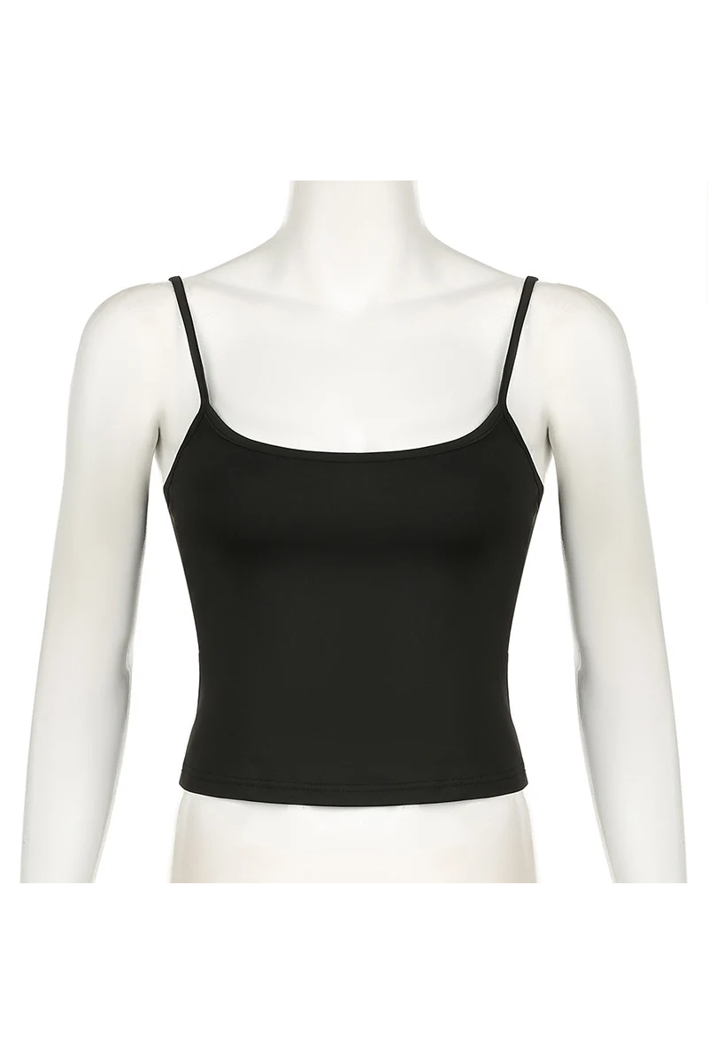 Basic Solid Camis Casual Sleeveless Spaghetti Strap Top Women Harajuku All-match Cropped Tops Vintage Clothing