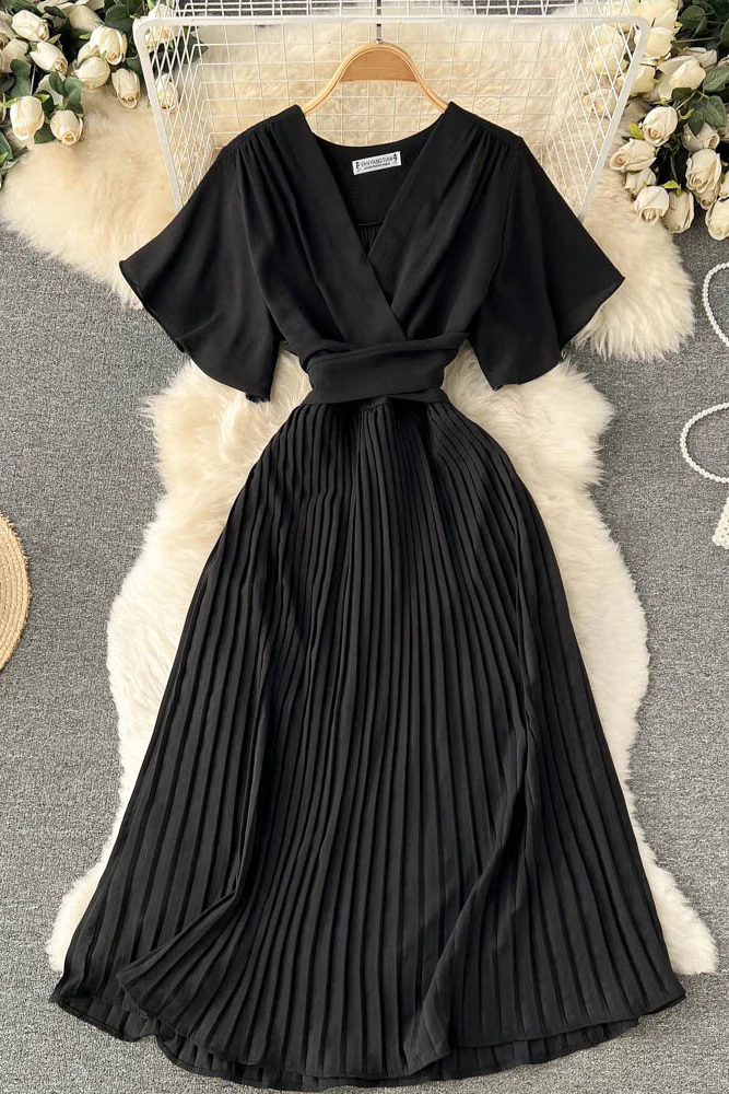 Fashion Women V-Neck Ruffle Maxi Dress