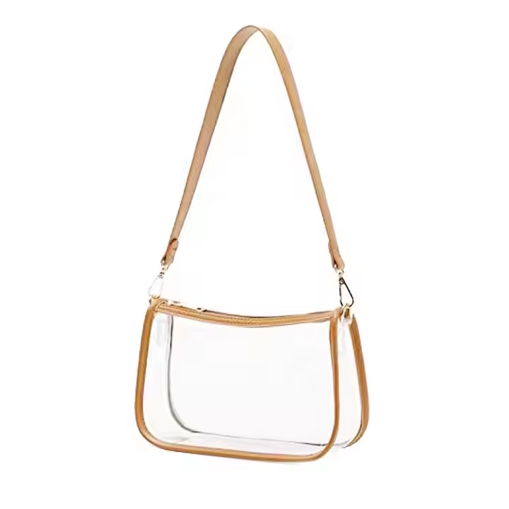 Custom Logo Clear Purse Handbag Stadium Approved Small Tote Bag Transparent Pvc Shoulder Bag