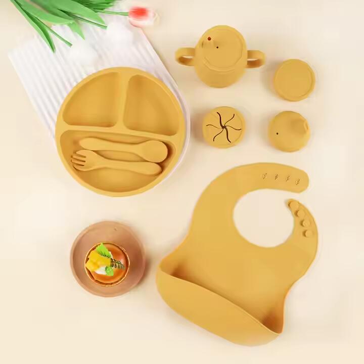Top Seller Baby Supplies Silicone Baby Feeding Set Newborn Set Gift Baby Plate Set