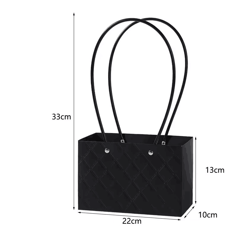 Rectangle Handbag Surface Rhomboid Embossing Waterproof Floral Bouquet Packaging Box Fresh Flower Paper Bag