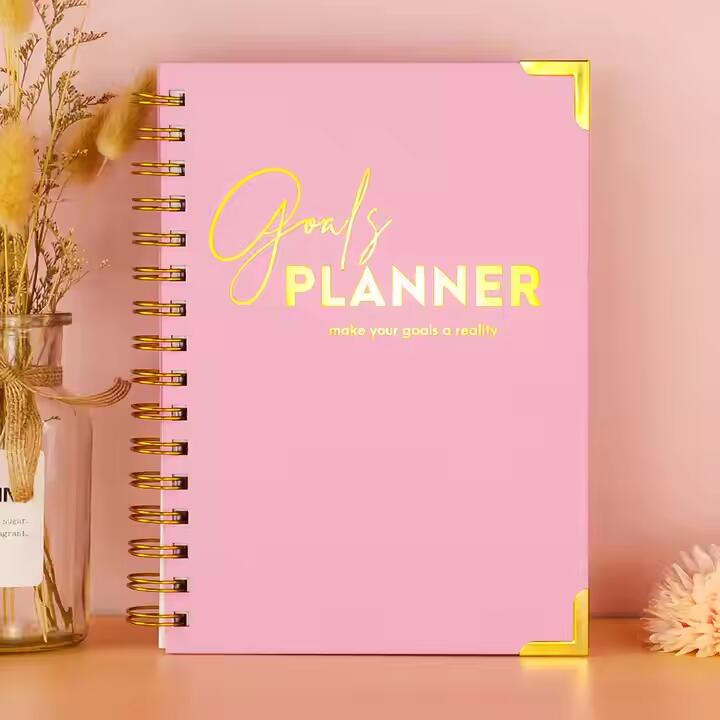 Wholesale Custom Gold Coil A5 Planner Hardcover Organizer Daily Notebook Office Gift Stationery Supplies