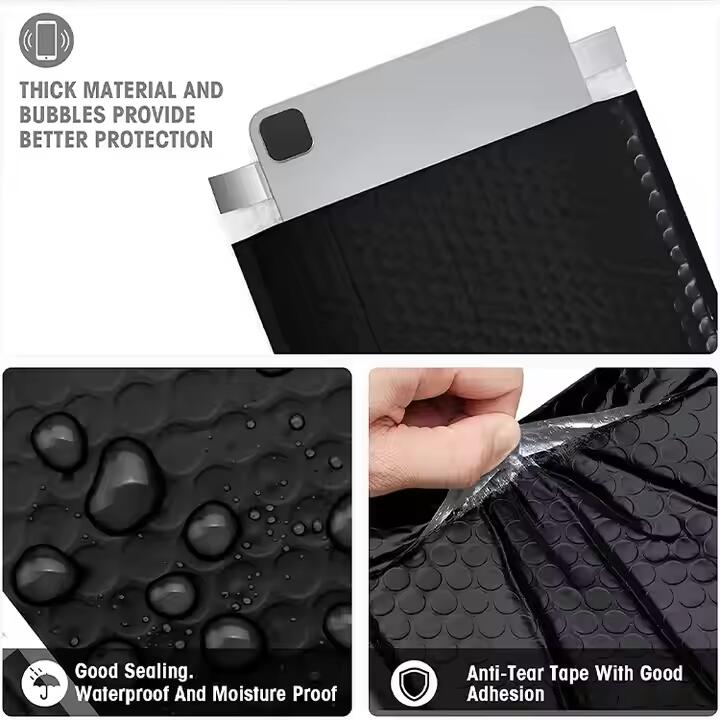 Stock Sizes Waterproof Padded Envelopes Black Bubble Mailers Customized Logo Self Seal Protective Packaging Poly Bubble Bags