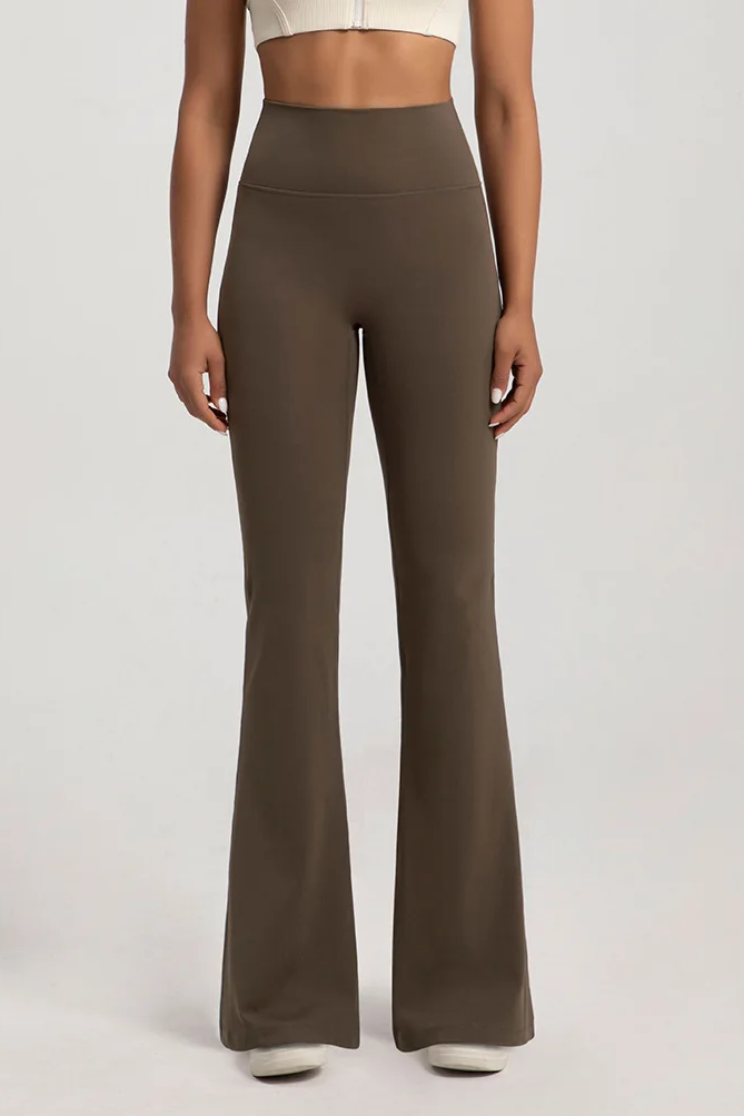 Naked High Waisted Waist Cinching Hip Lifting Fitness Exercise Elastic Bell Bottom Pants Women Casual Outdoor Running Yoga Pants