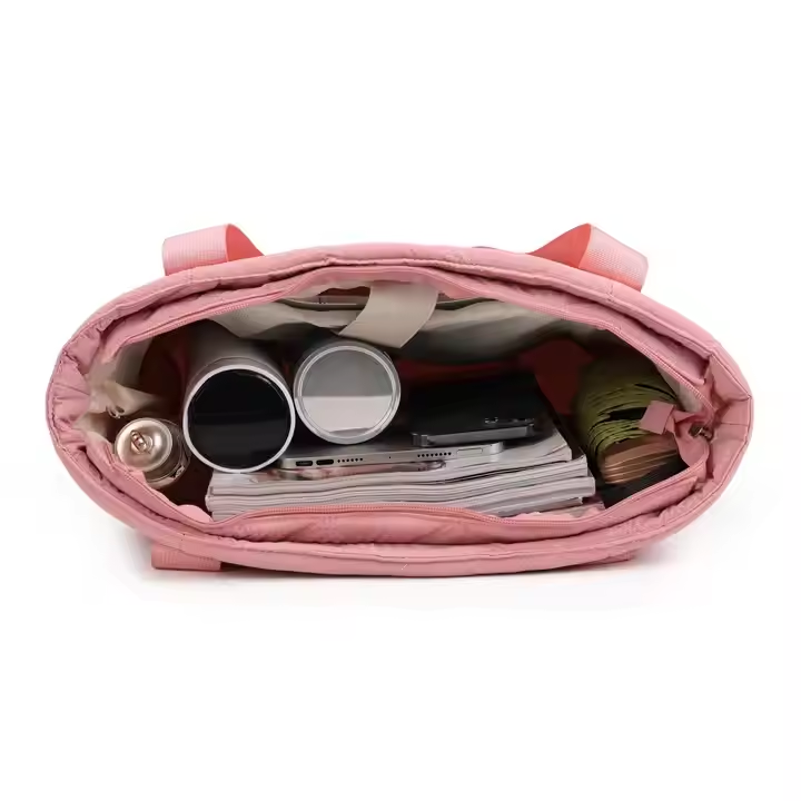 Large Capacity Casual Tote Travel Bag With Diamond Grid Luxury Polyester Shoulder Handbag