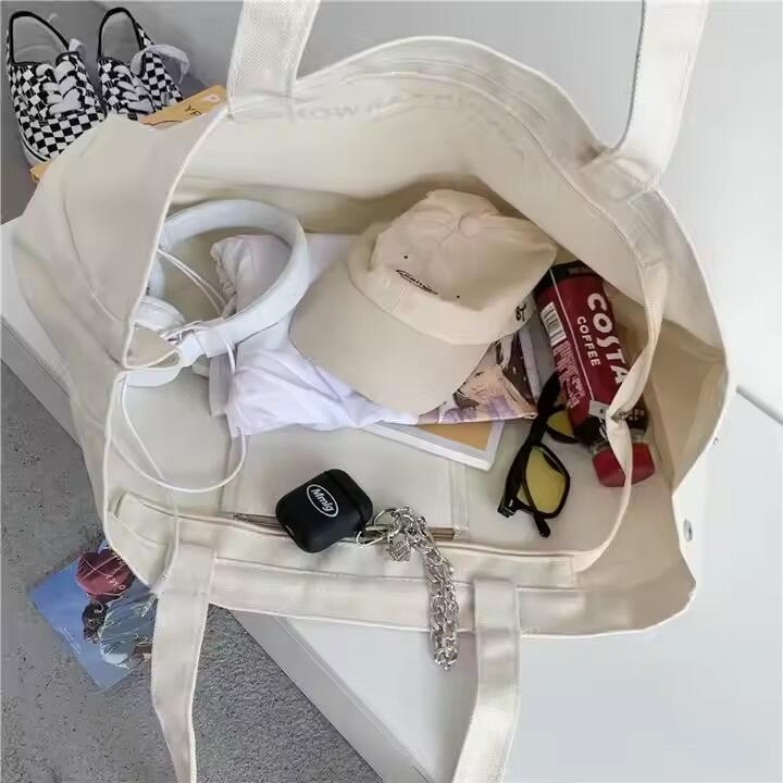 Wholesale Large Capacity Eco-Friendly 12oz Thick Reusable Cotton Custom Logo Print Tote Bag Canvas Shopping Bag