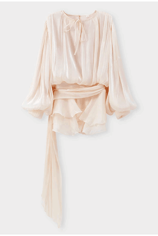 Stunning Shiny Ruffles Lace Up Mini Dress Women's Chic Loose Hollow Out A-line Pleated Vestidos Lady Summer Party Gowns