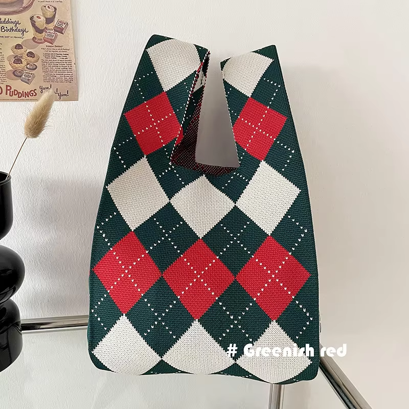 Mini Purse Custom Kids Tote Handbags Polyester Knitted Shoulder Bag Floral Beach Tote Bags for Women