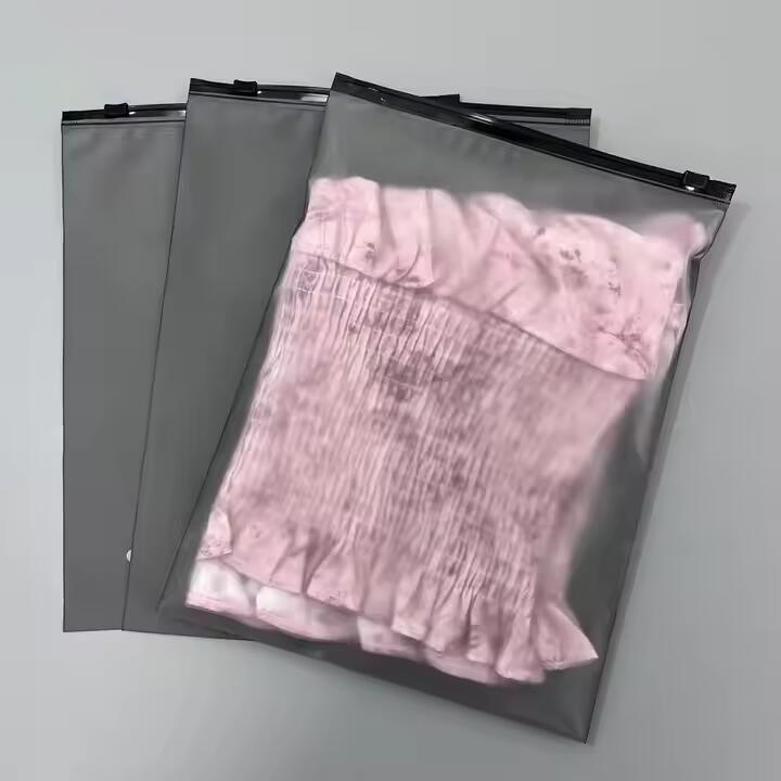 Resealable Biodegradable Custom Logo Garment Packing Self Sealing Frosted Zipper Plastic Bags
