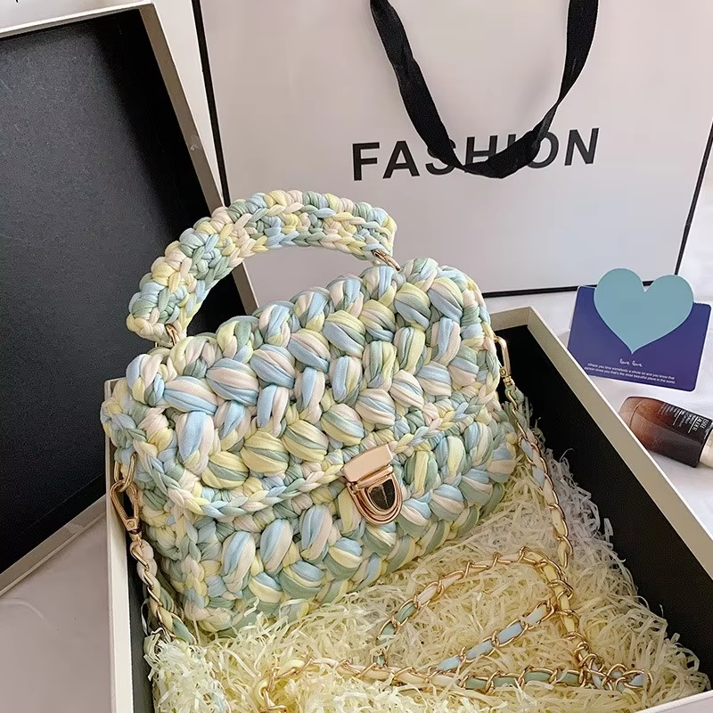 Fashion Handbags Stars With The Same Paragraph Hand-Woven Bag Ins Net Red Cloth Bag