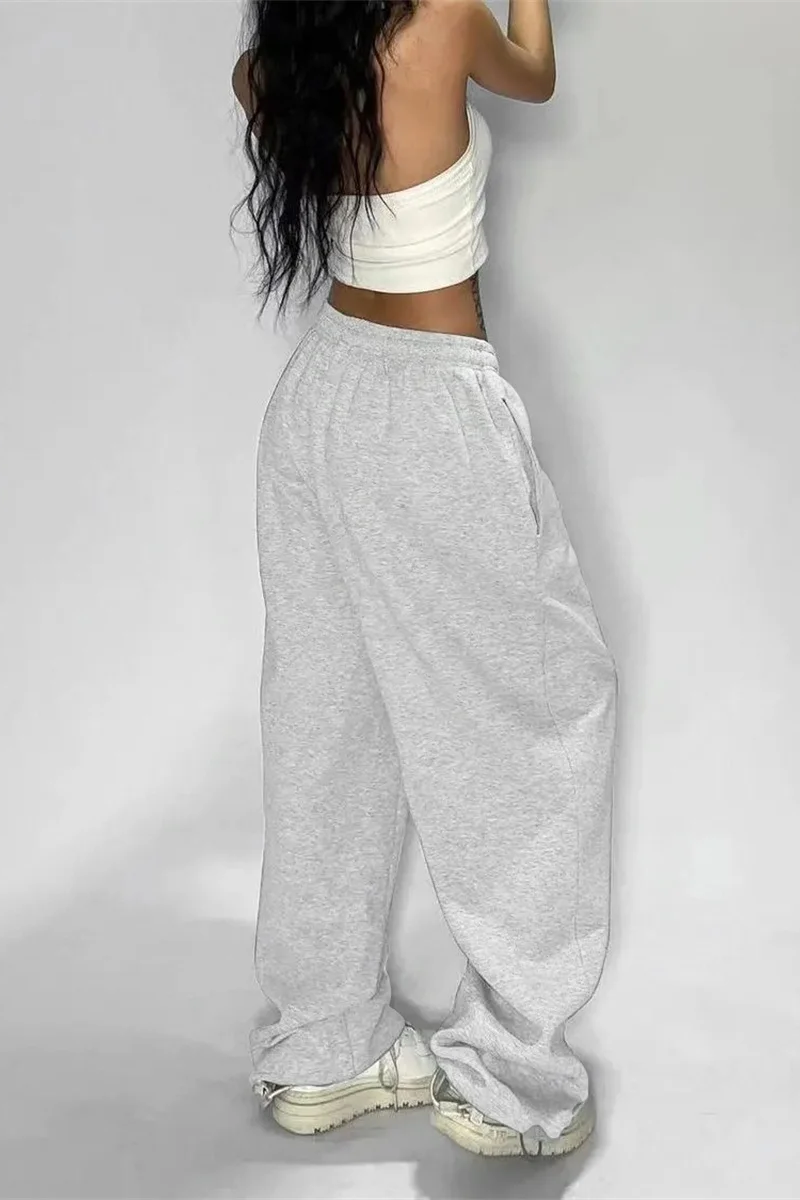 Casual Solid Sweatpants For Women High Waist Lace Up Loose Joggers Pant Classic Baggy Streetwear Female Sport Dance Trouser Y2K