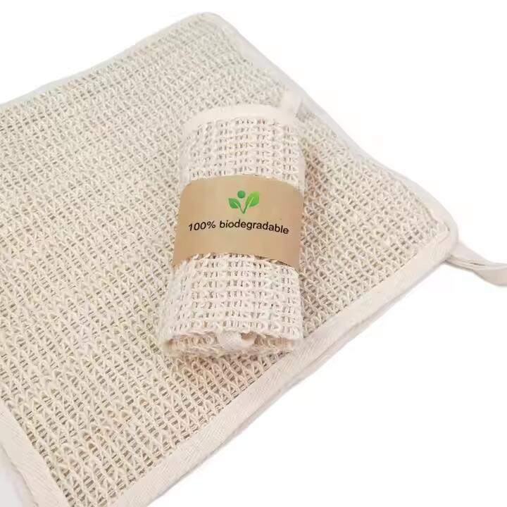 Wholesale Eco Friendly Reusable Bath Supplies Exfoliating Loofah Towel Sisal Natural Bath Wash Cloth Body Sponge Washing Cloth
