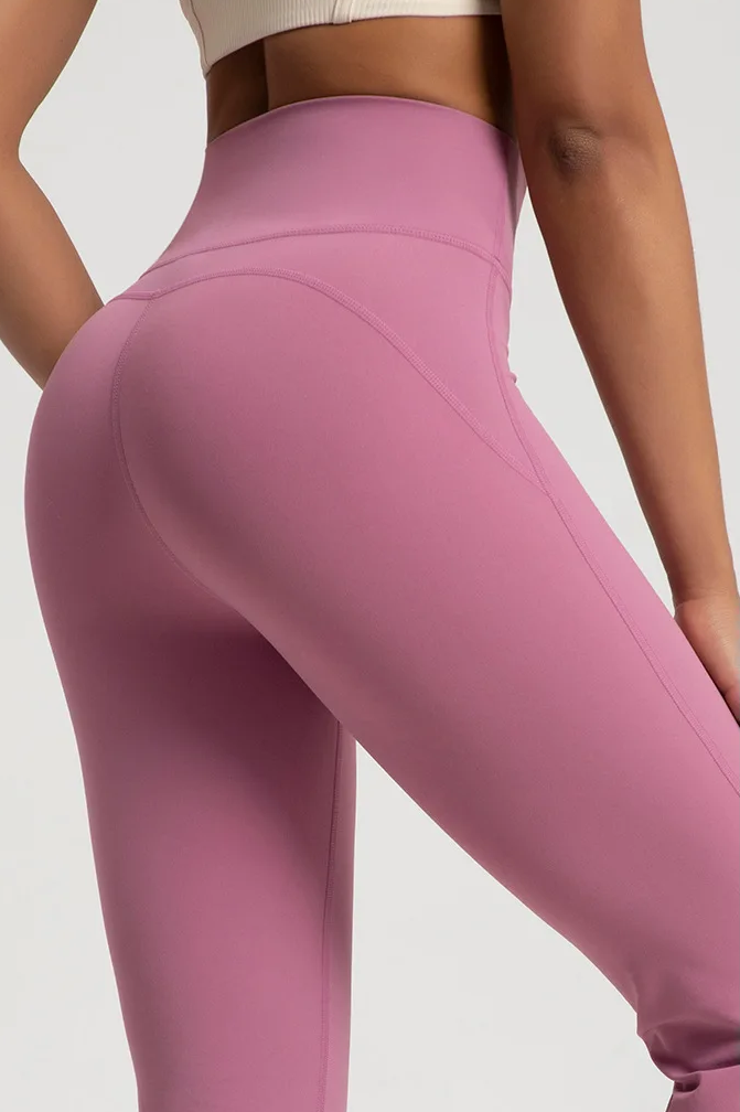 Naked High Waisted Waist Cinching Hip Lifting Fitness Exercise Elastic Bell Bottom Pants Women Casual Outdoor Running Yoga Pants