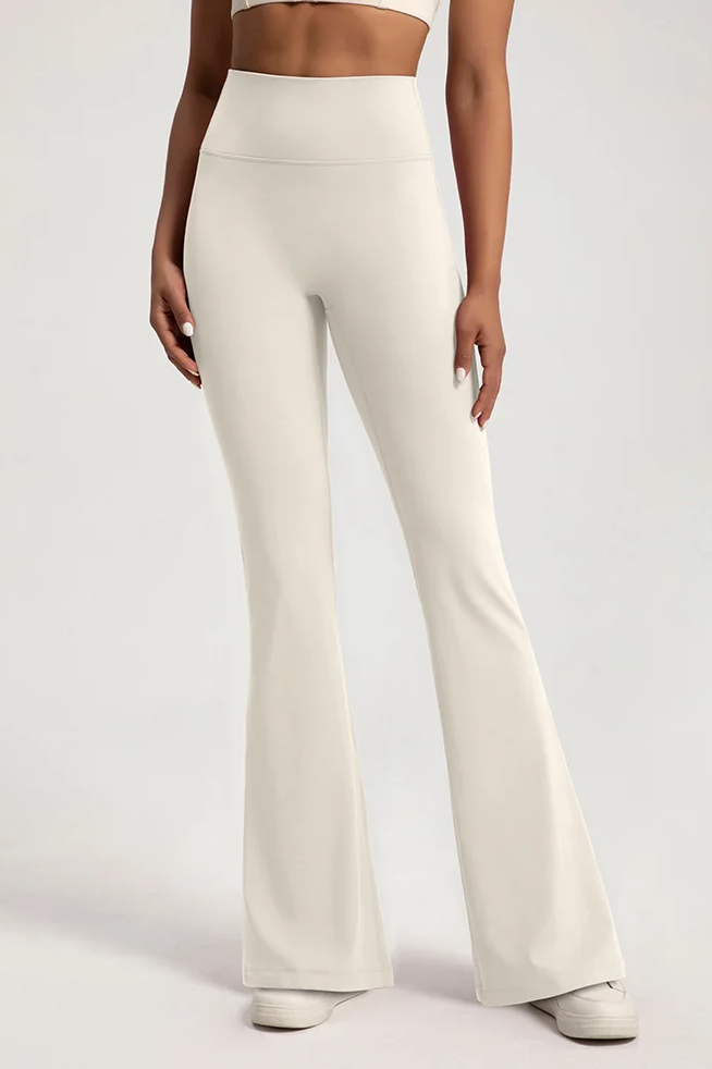 Naked High Waisted Waist Cinching Hip Lifting Fitness Exercise Elastic Bell Bottom Pants Women Casual Outdoor Running Yoga Pants