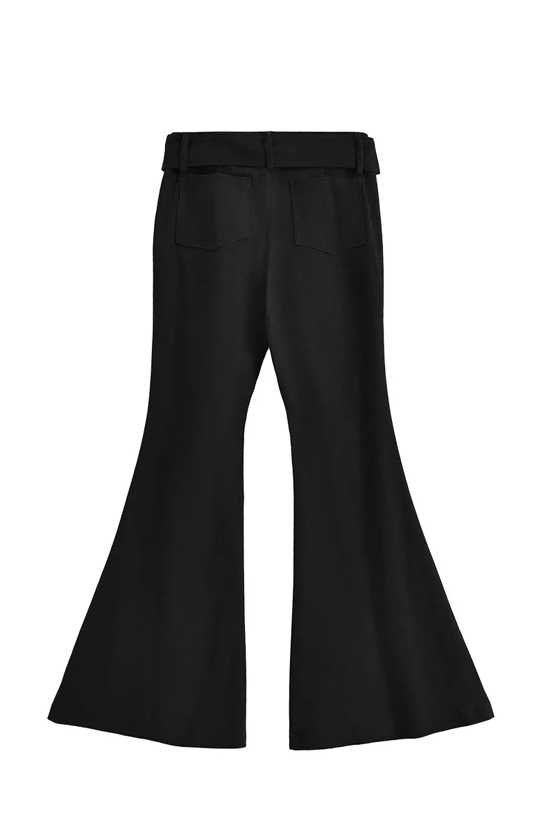 Y2K Retro Women's Black Flare Pants Streetwear Fashion Trousers Harajuku Wide Yoga Pants Aesthetic Clothes