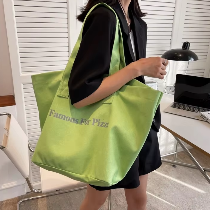 Custom Logo Popular Fashion Heavy Duty Large Personalized Eco Wholesale Shopping Cotton Canvas Tote Bag With Pocket