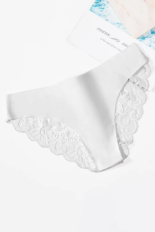 3PCS Women's Panties Set Sweet Lace Female Underwear Hollow Out Sexy Lingerie Soft Silk Satin Briefs Cozy Woman Underpants