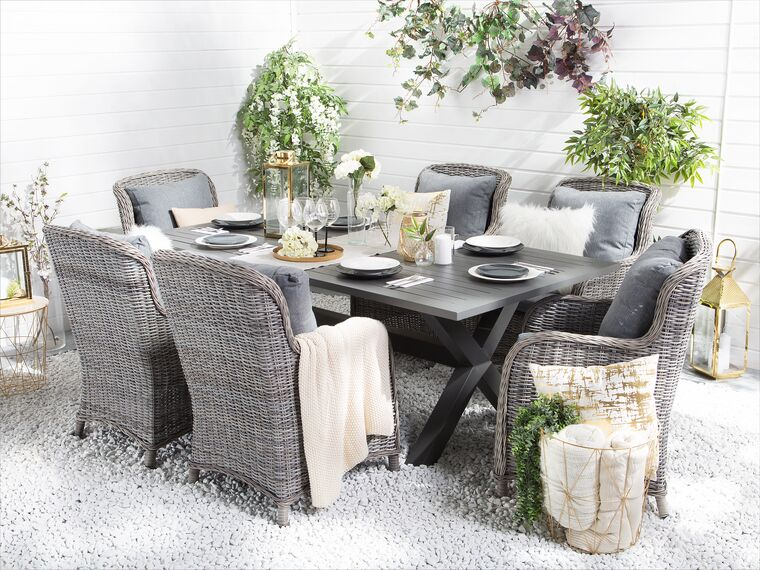 Aluminium garden furniture set grey 6 seats CASCAIS - 1