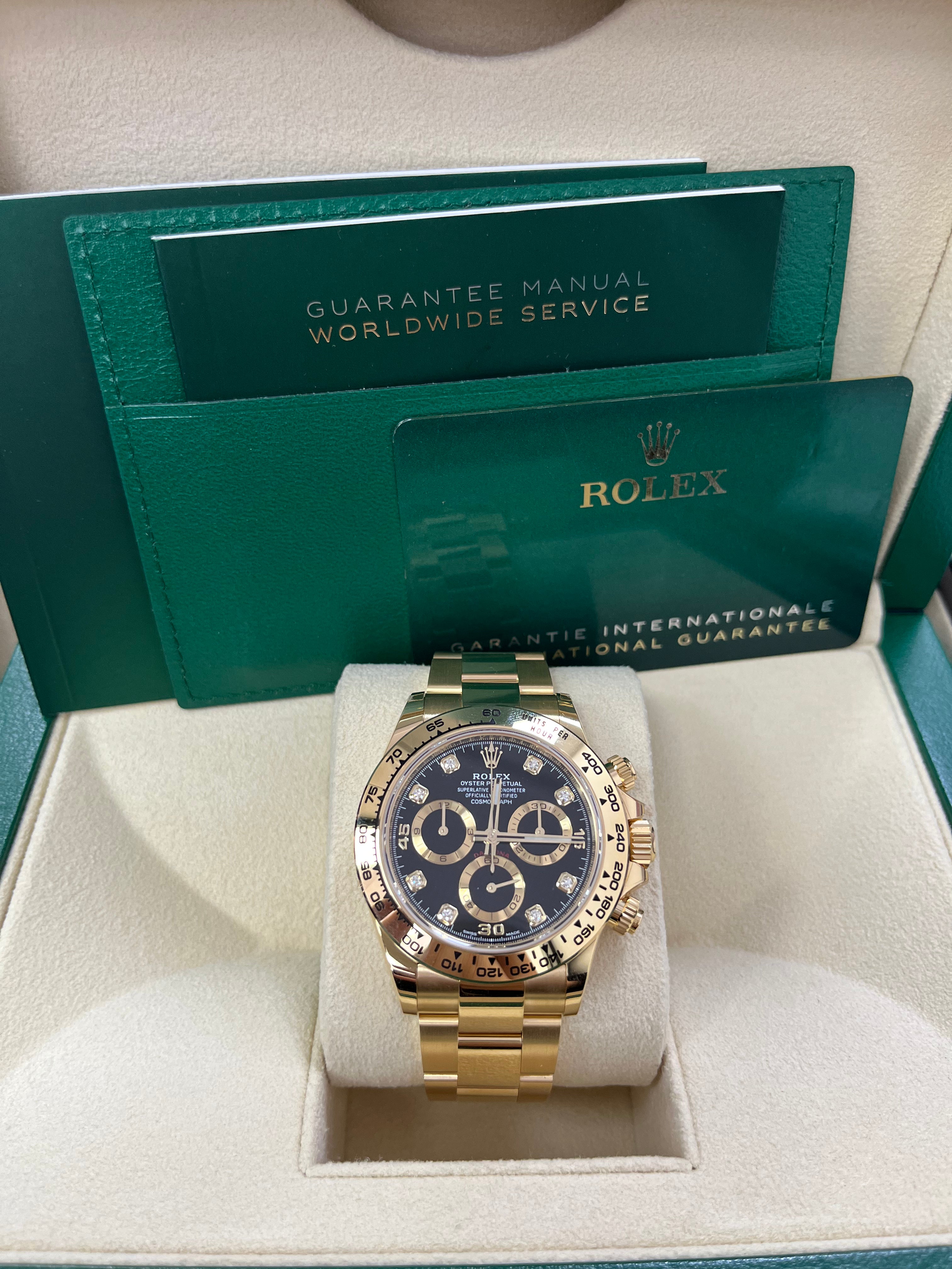 Rolex Daytona Yellow Gold Cosmograph Daytona 40 Watch - Black Diamond Dial 116508