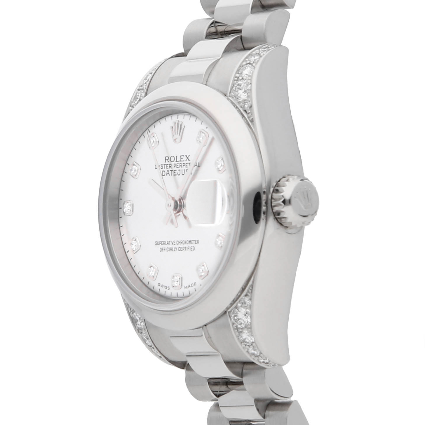 Rolex Super Clone Watch : Datejust 179296 WHT GLD DIA PRS