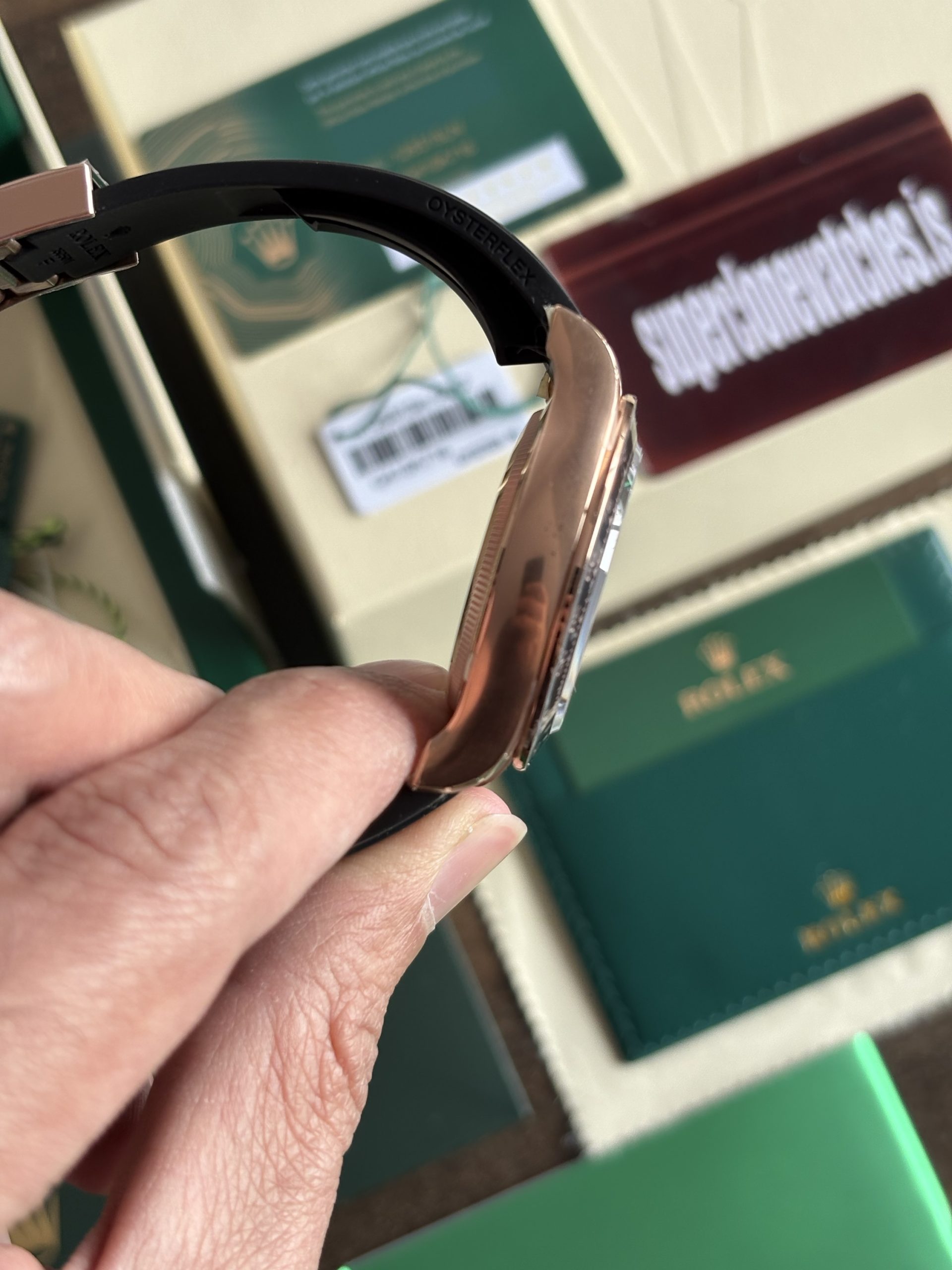 Rolex Daytona Rose Gold Oysterflex Black Dial Best Super clone