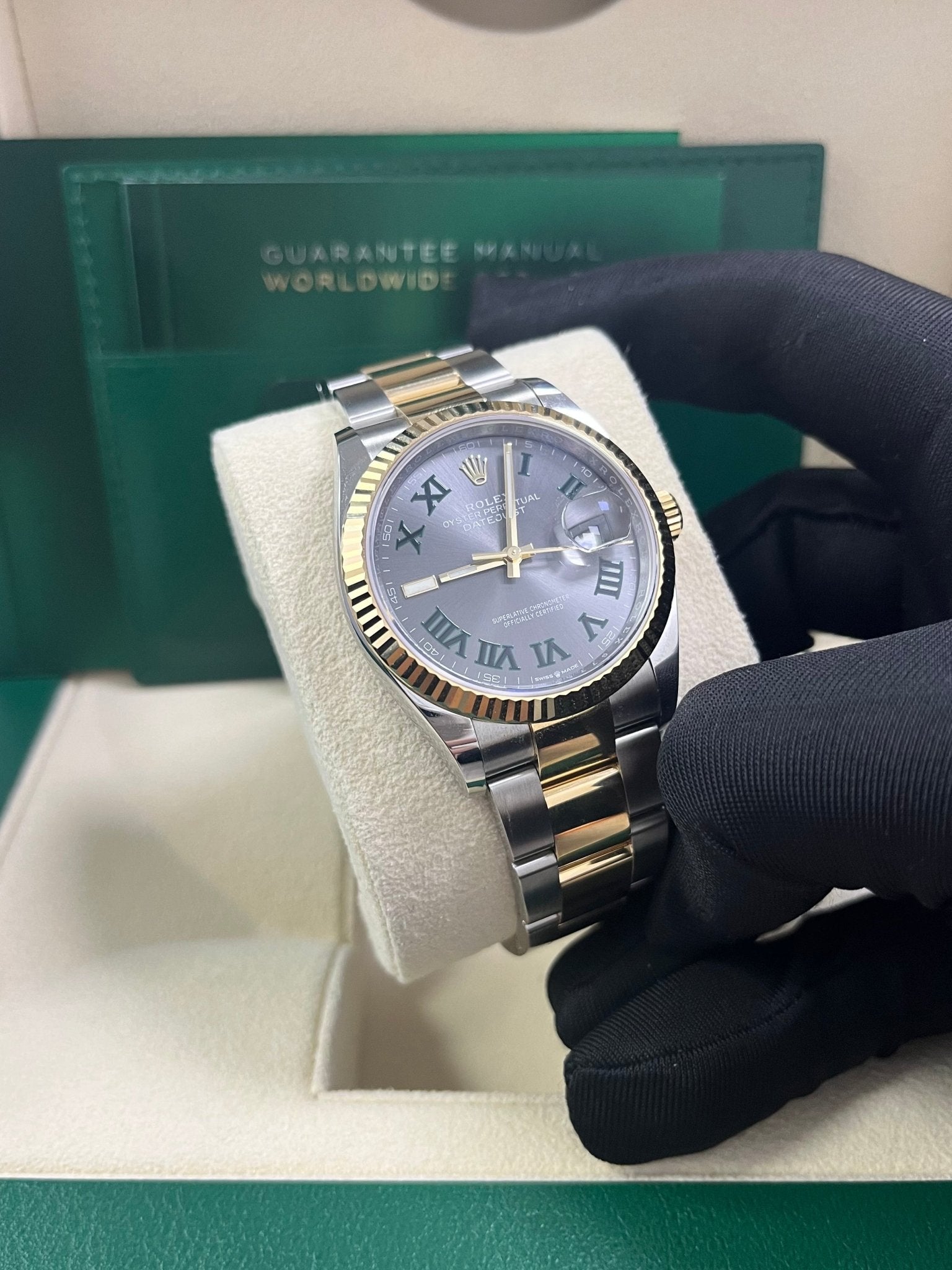 Rolex Datejust 36mm Wimbledon Dial Yellow Gold and Steel 126233