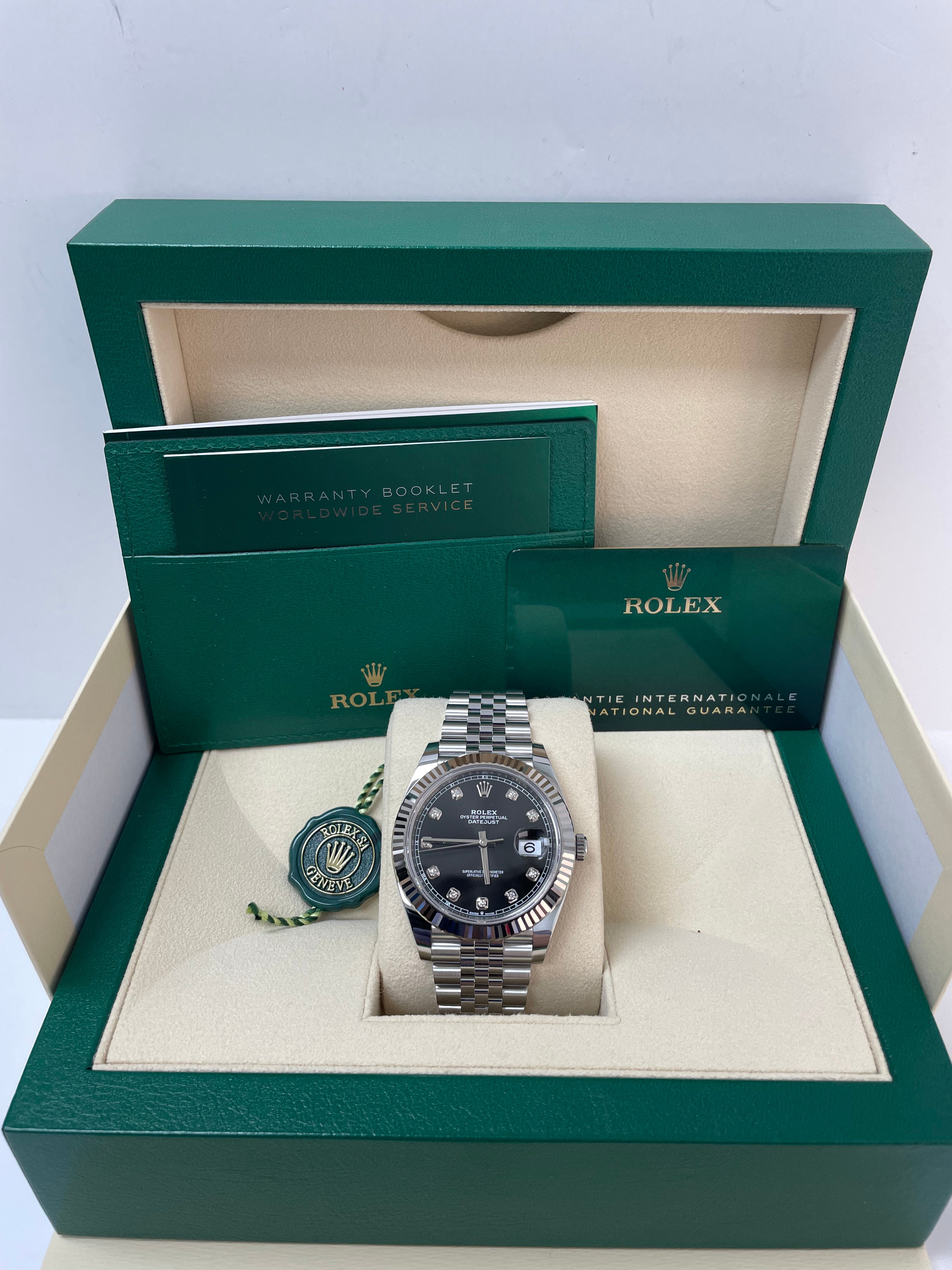 Rolex Datejust 41/ Two-Tone 18k White Gold & Steel/ Black Diamond Dial/ Fluted Bezel/ Jubilee Bracelet (Ref# 126334)