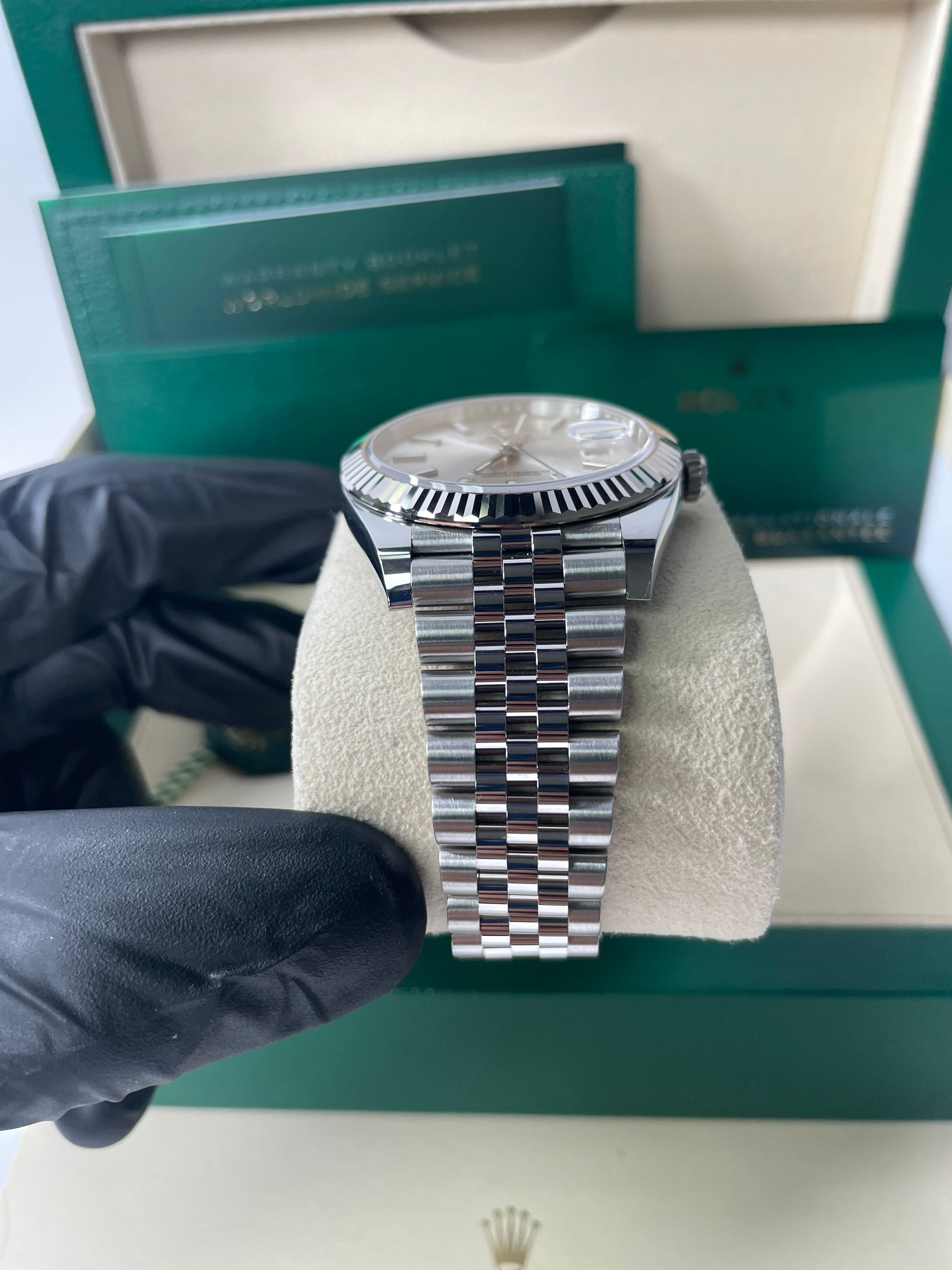 Rolex Datejust 41 White Gold and Steel Silver Index Fluted Bezel (Ref#126334)