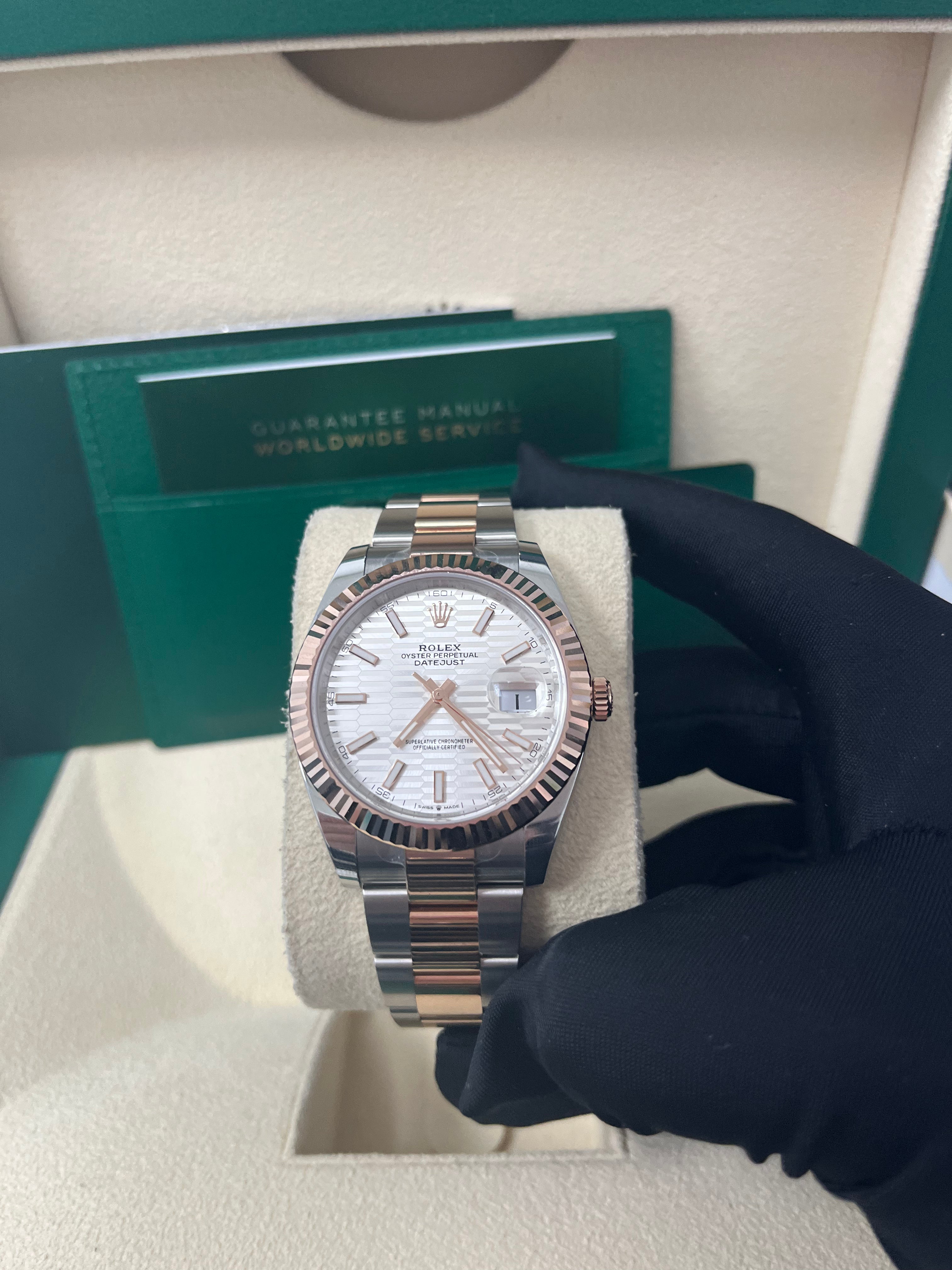 Rolex Datejust 41 Rose Gold Datejust 41 Fluted Bezel - Silver Fluted Motif Dial - Oyster Bracelet 126331