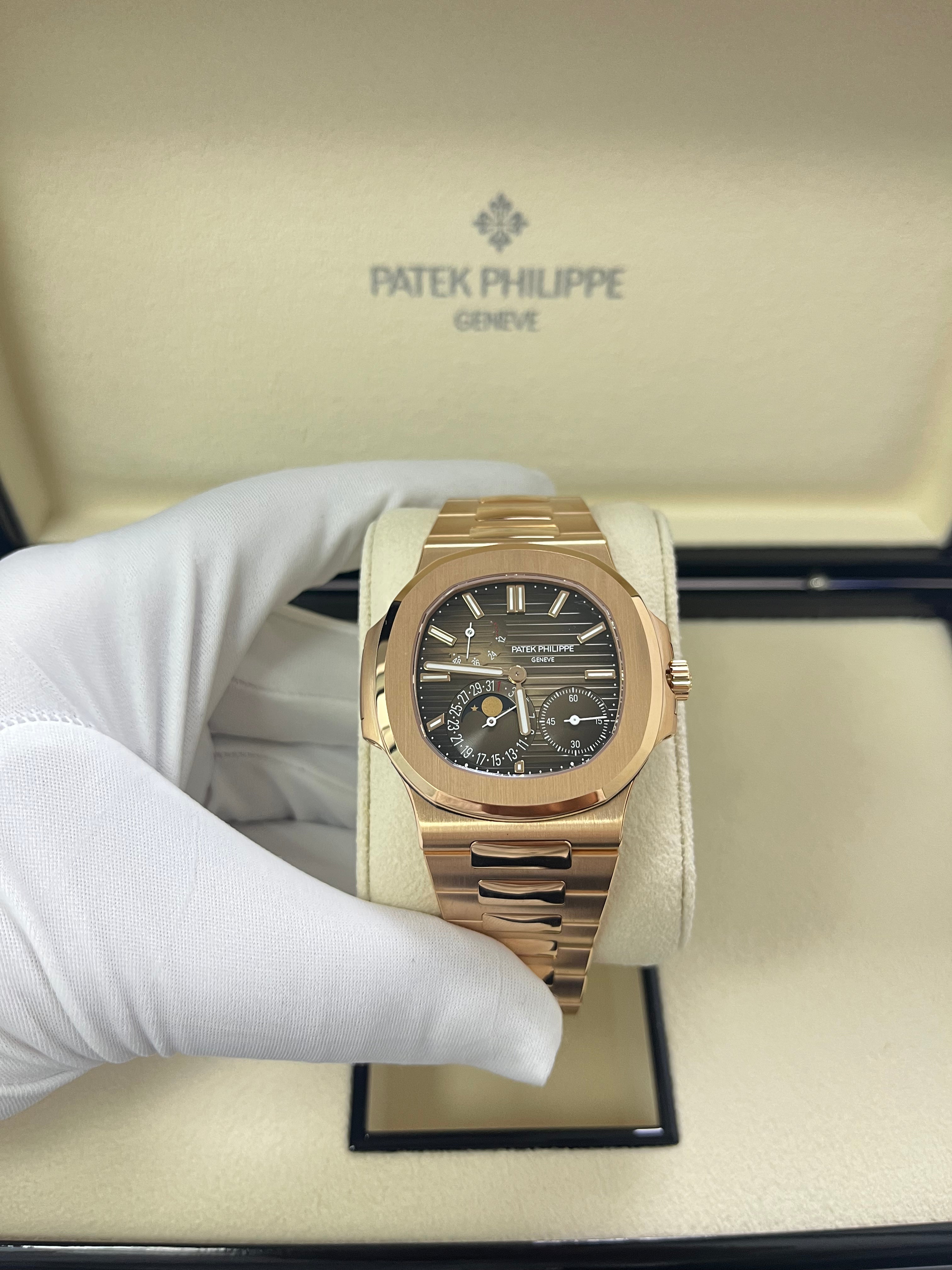 (Top version 1:1)Patek Philippe Nautilus Rose Gold 40mm Brown Black Dial 5712/1R-001