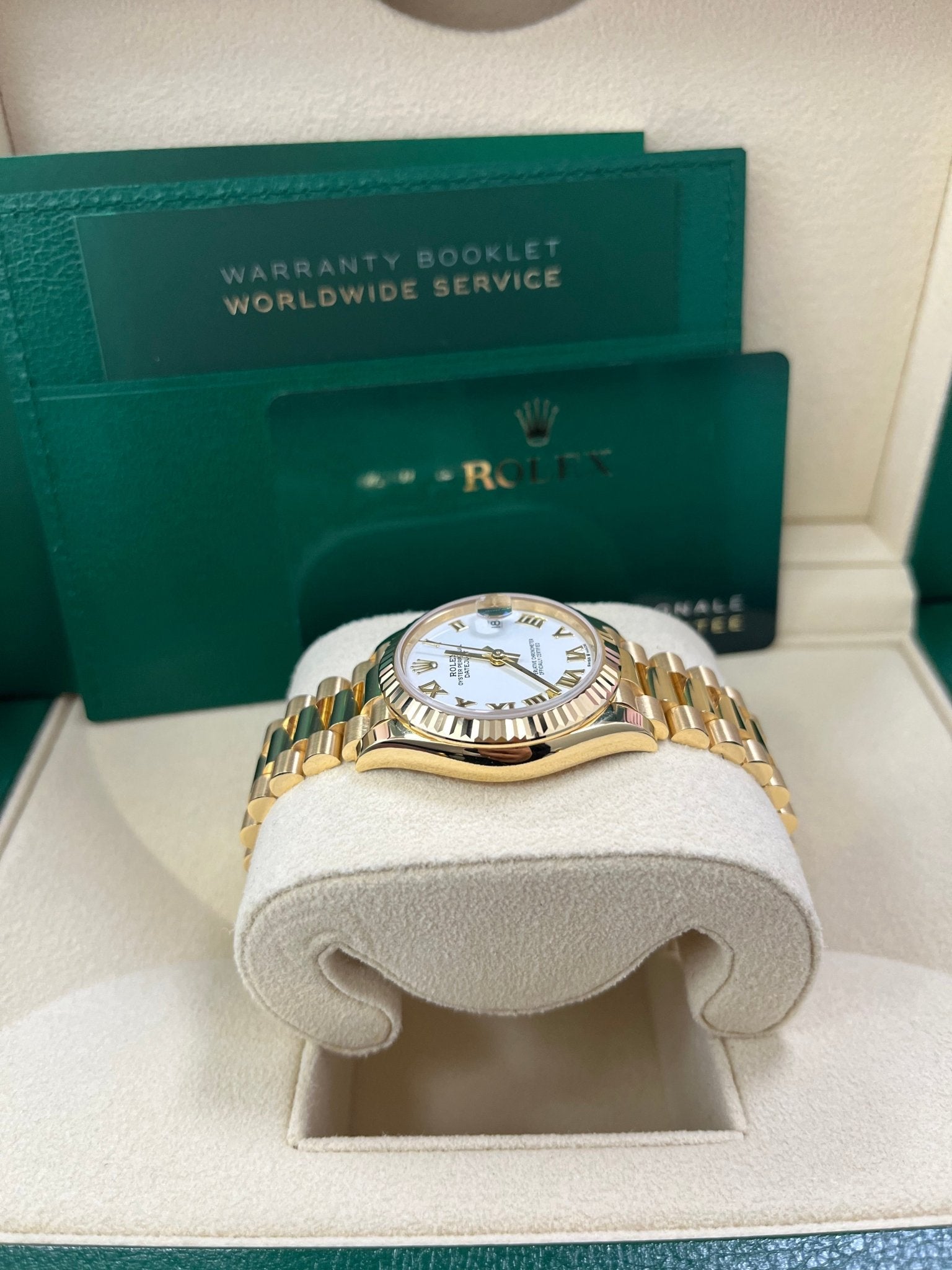 Rolex Datejust 31mm Yellow Gold 278278 White Roman Dial Ladies President Bracelet