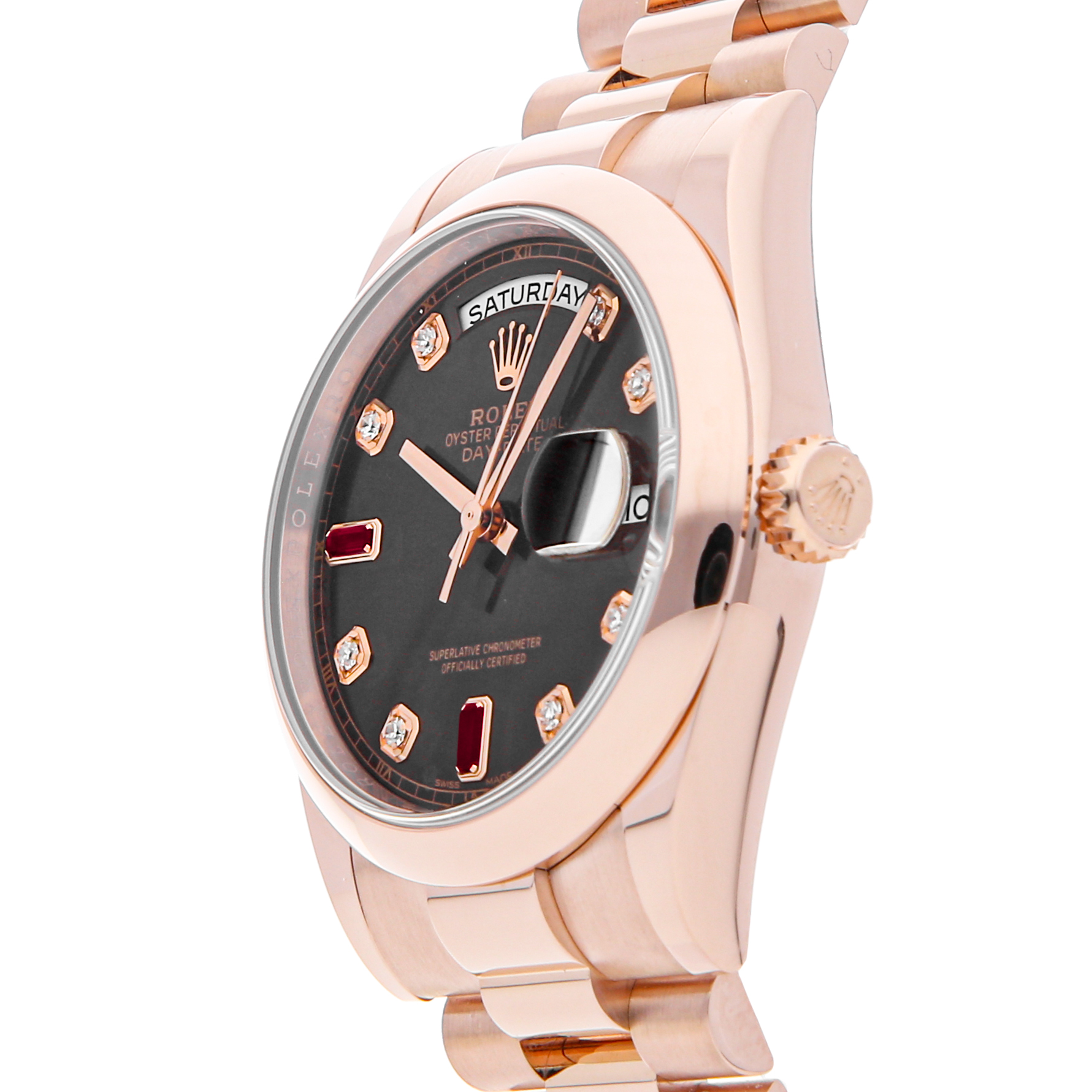 Rolex Super Clone Watch : Day-Date 118205F BRW DIA RUB PRS