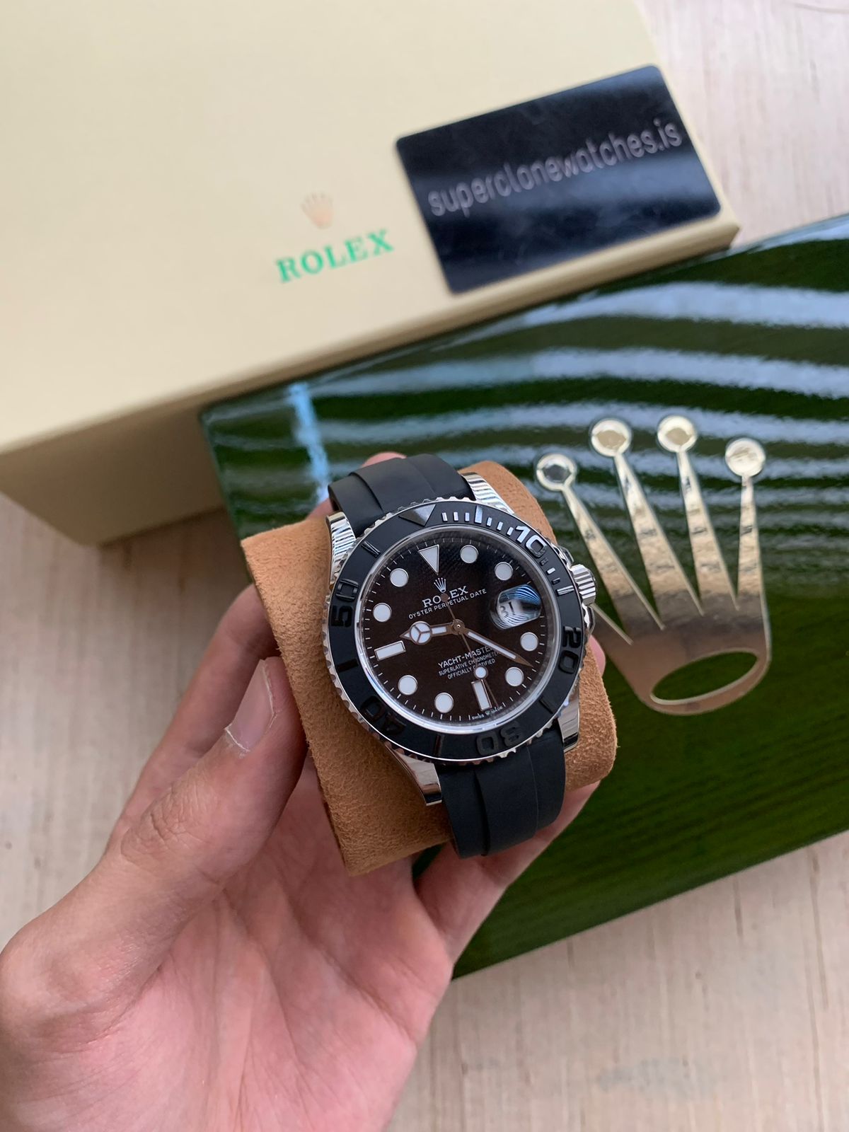 Rolex Yacht Master 42mm Oysterflex White Gold Super Clone 3235 Movement