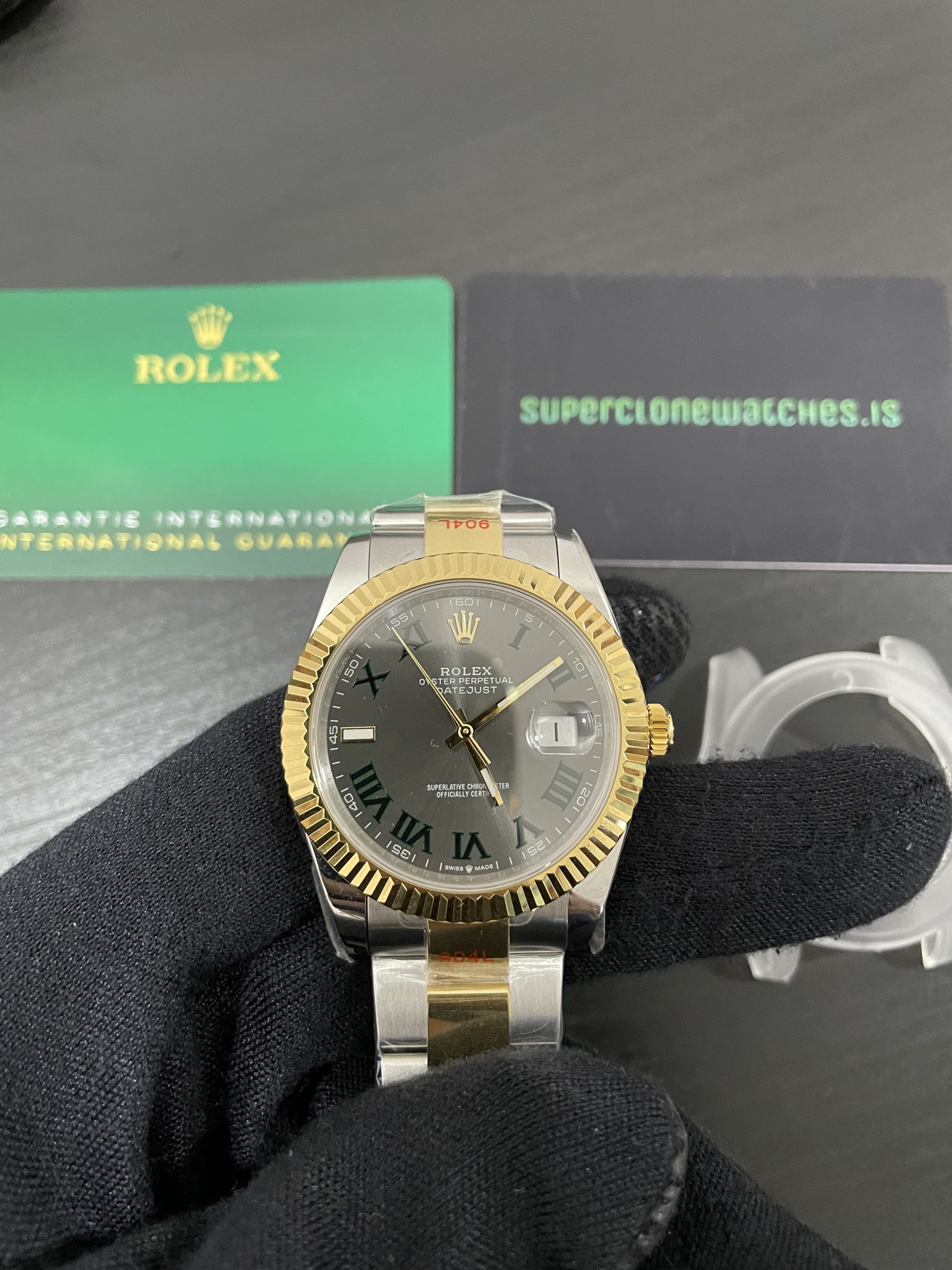 Rolex Datejust Wimbledon yellow Gold Oyster Strap CLone