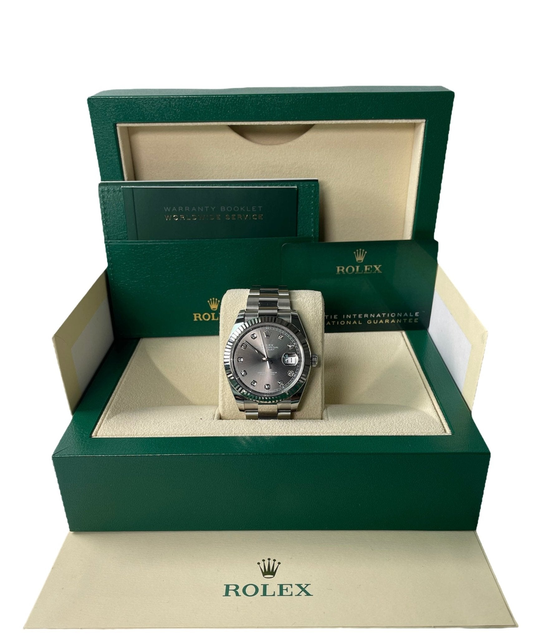 Rolex Datejust41 18k White Gold & Steel/ Dark Rhodium Diamond Dial Oyster (Reference # 126334)
