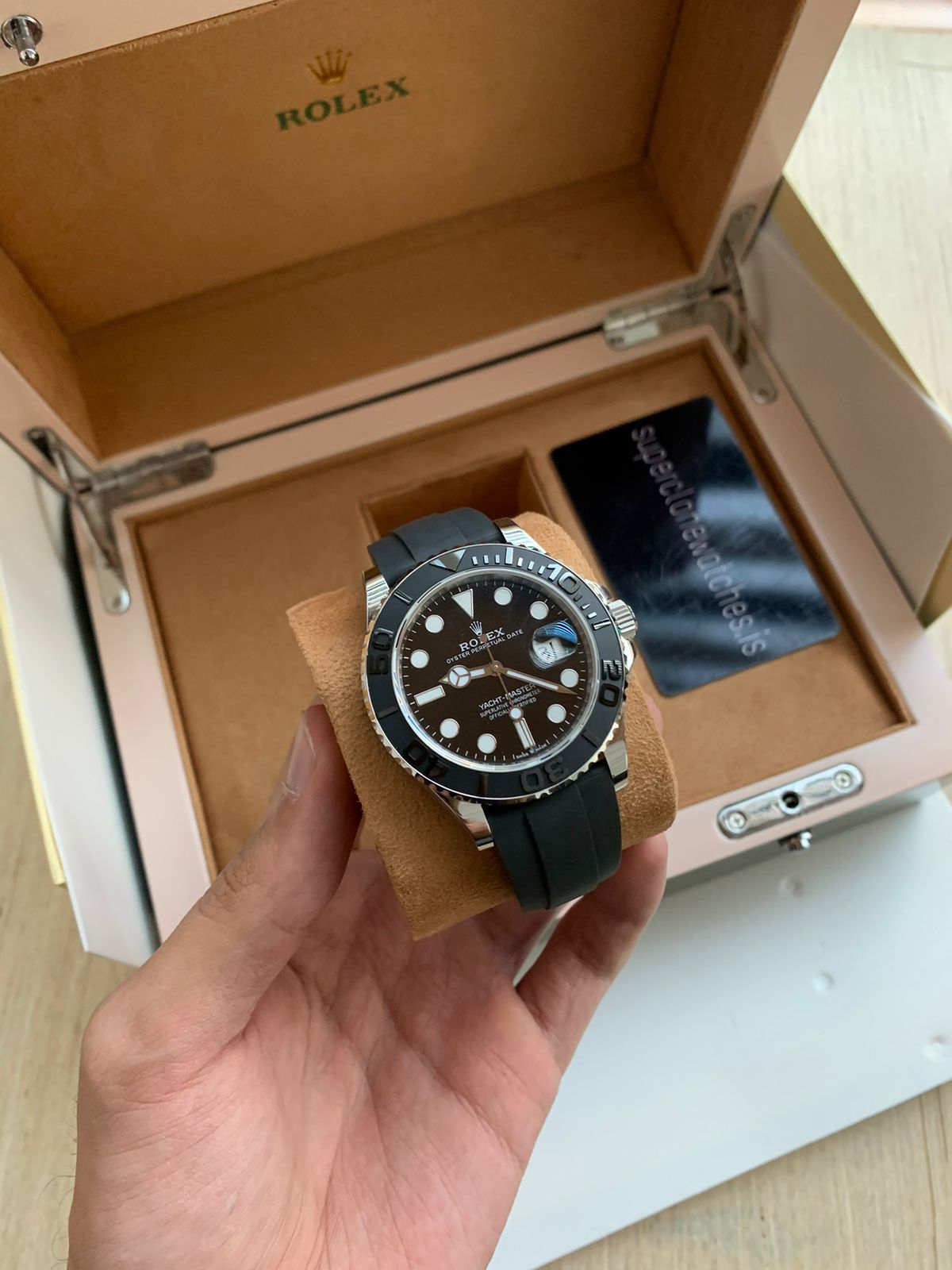 Rolex Yacht Master 42mm Oysterflex White Gold Super Clone 3235 Movement