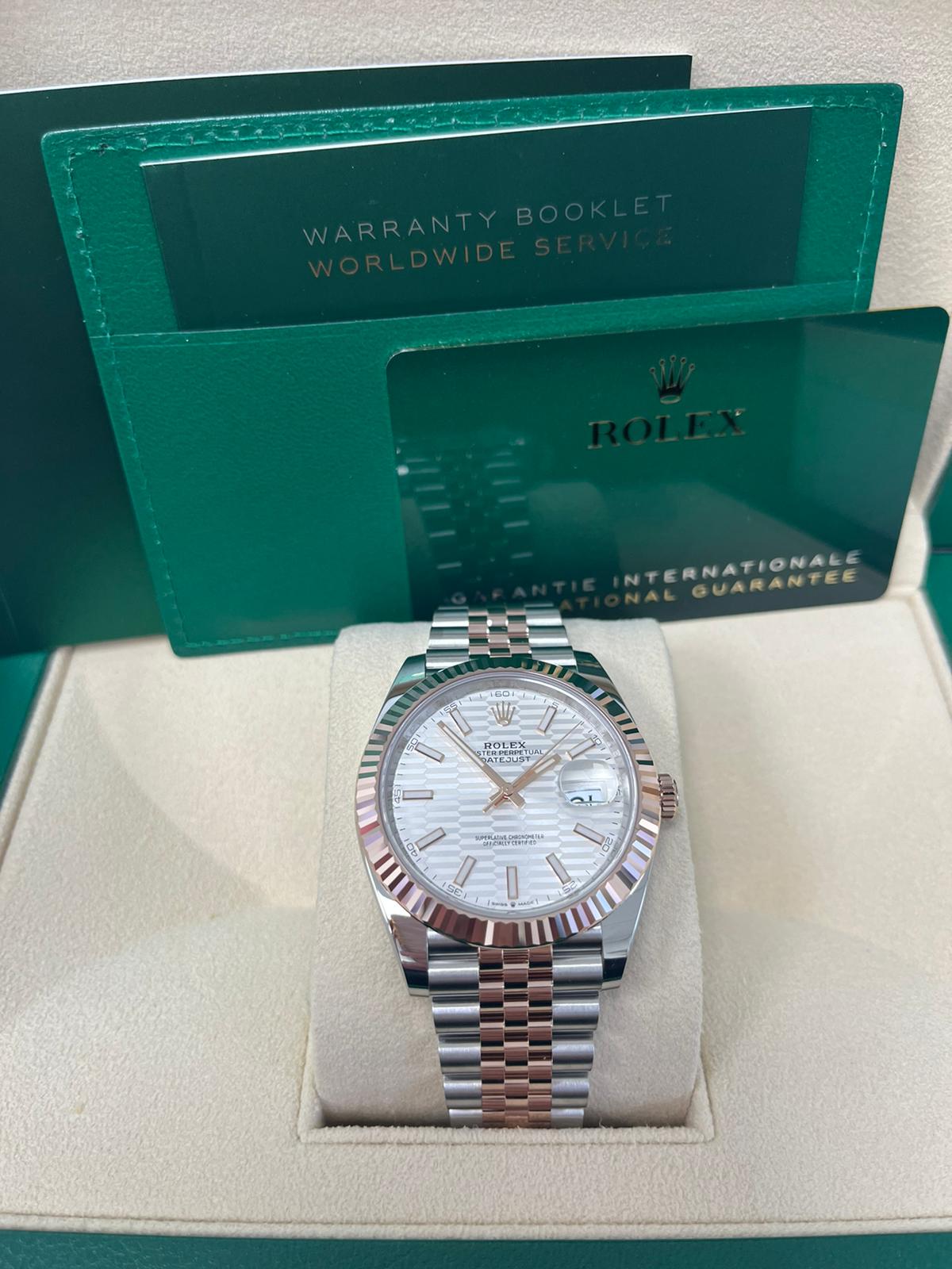 Rolex Datejust 41 Fluted Bezel Silver Fluted Motif Index Dial Jubilee Bracelet (Reference # 126331)