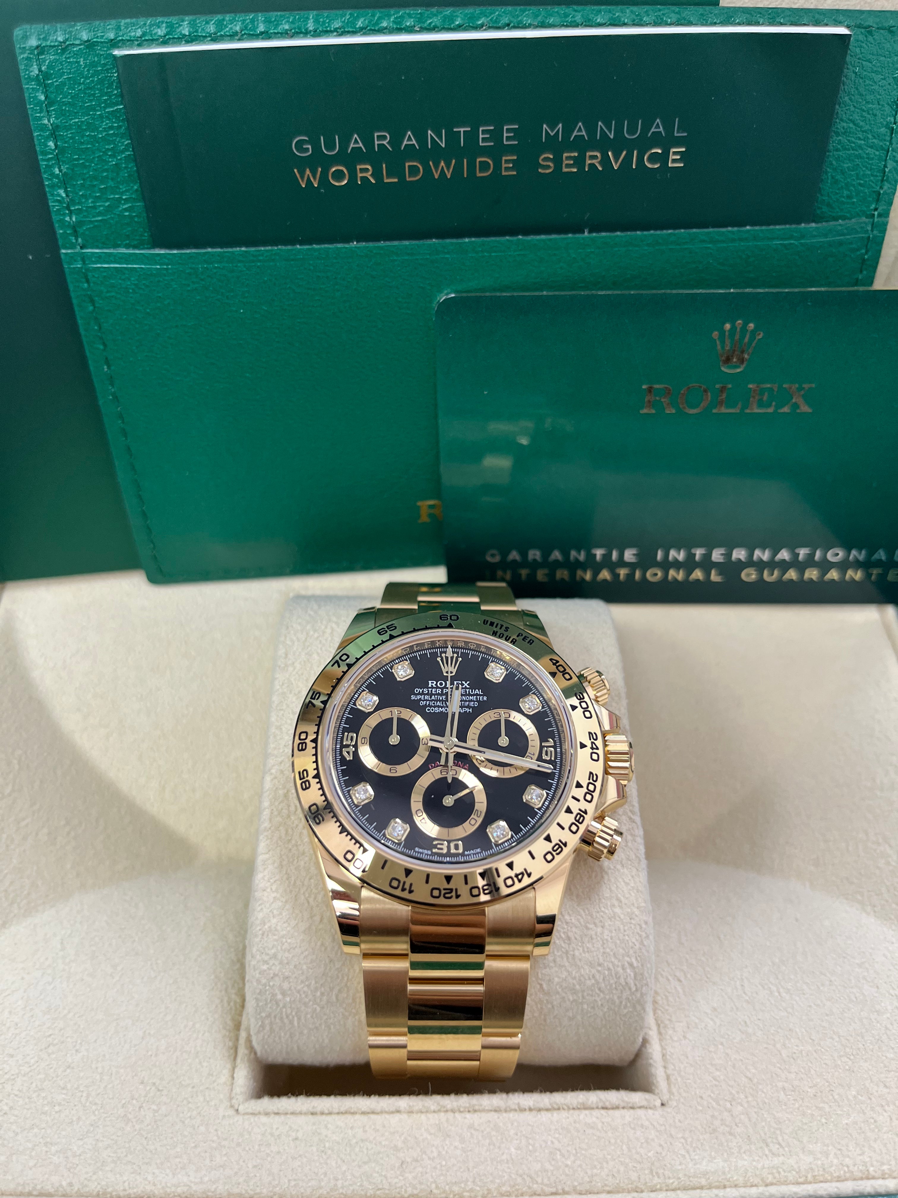 Rolex Daytona Yellow Gold Cosmograph Daytona 40 Watch - Black Diamond Dial 116508