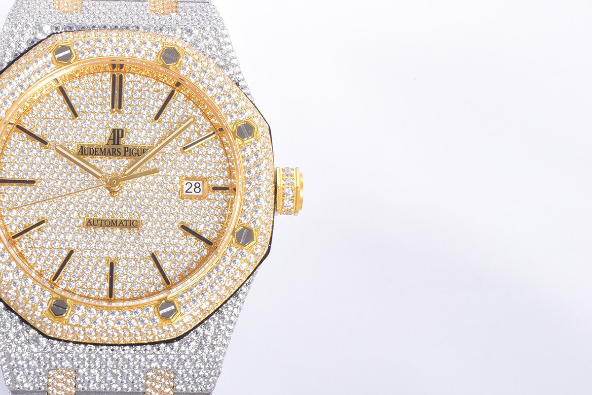 Audemars Piguet Royal Oak Selfwinding 41 mm, Yellow Gold/Silver/Gem Set Ref. 15400SR.OO.1220SR.01