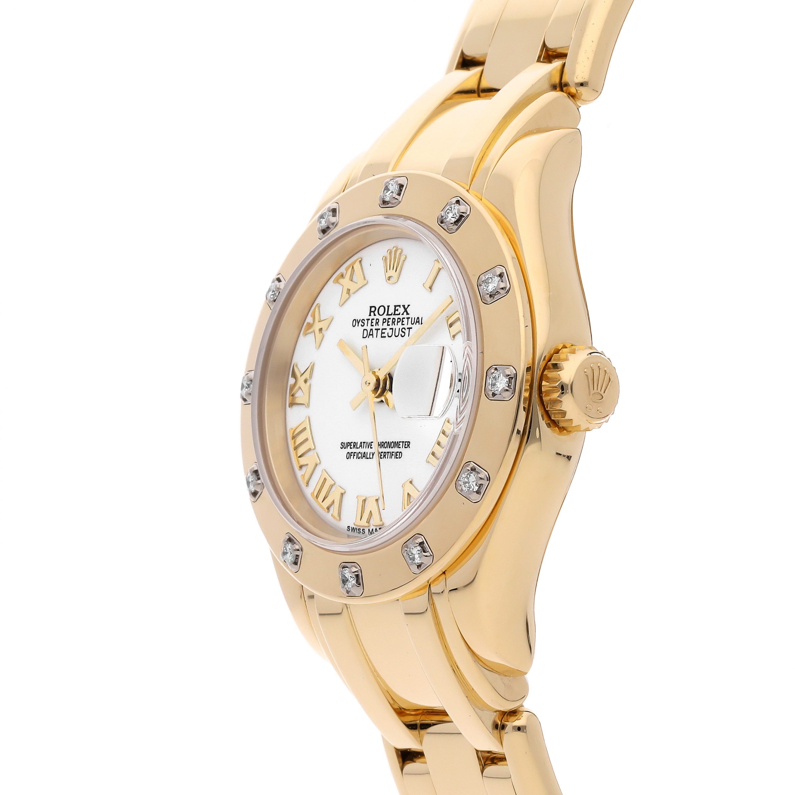 Rolex Super Clone Watch : Datejust Pearlmaster 69318 WHT ROM PRL