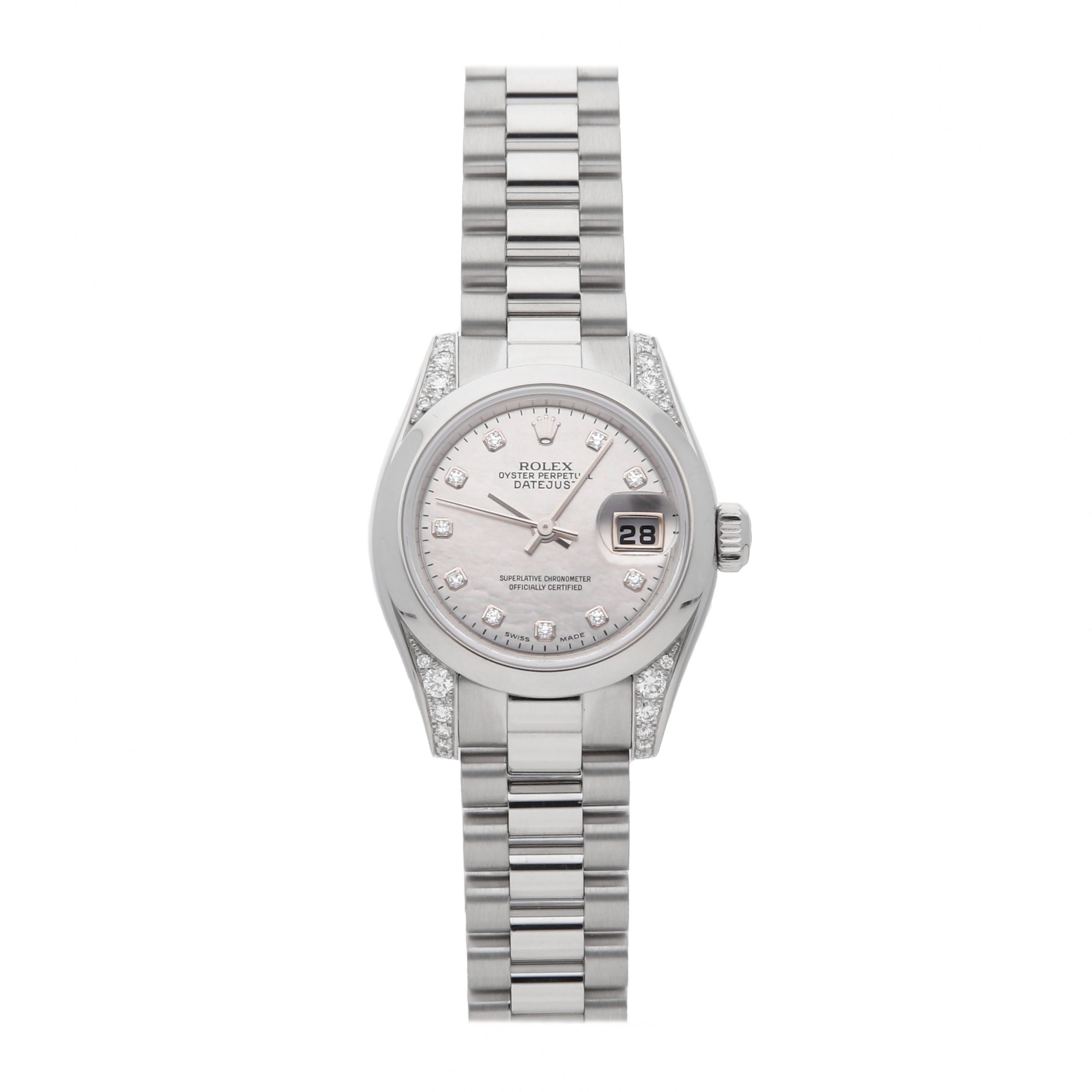 Rolex Super Clone Watch : Datejust 179296 WHT GLD DIA PRS