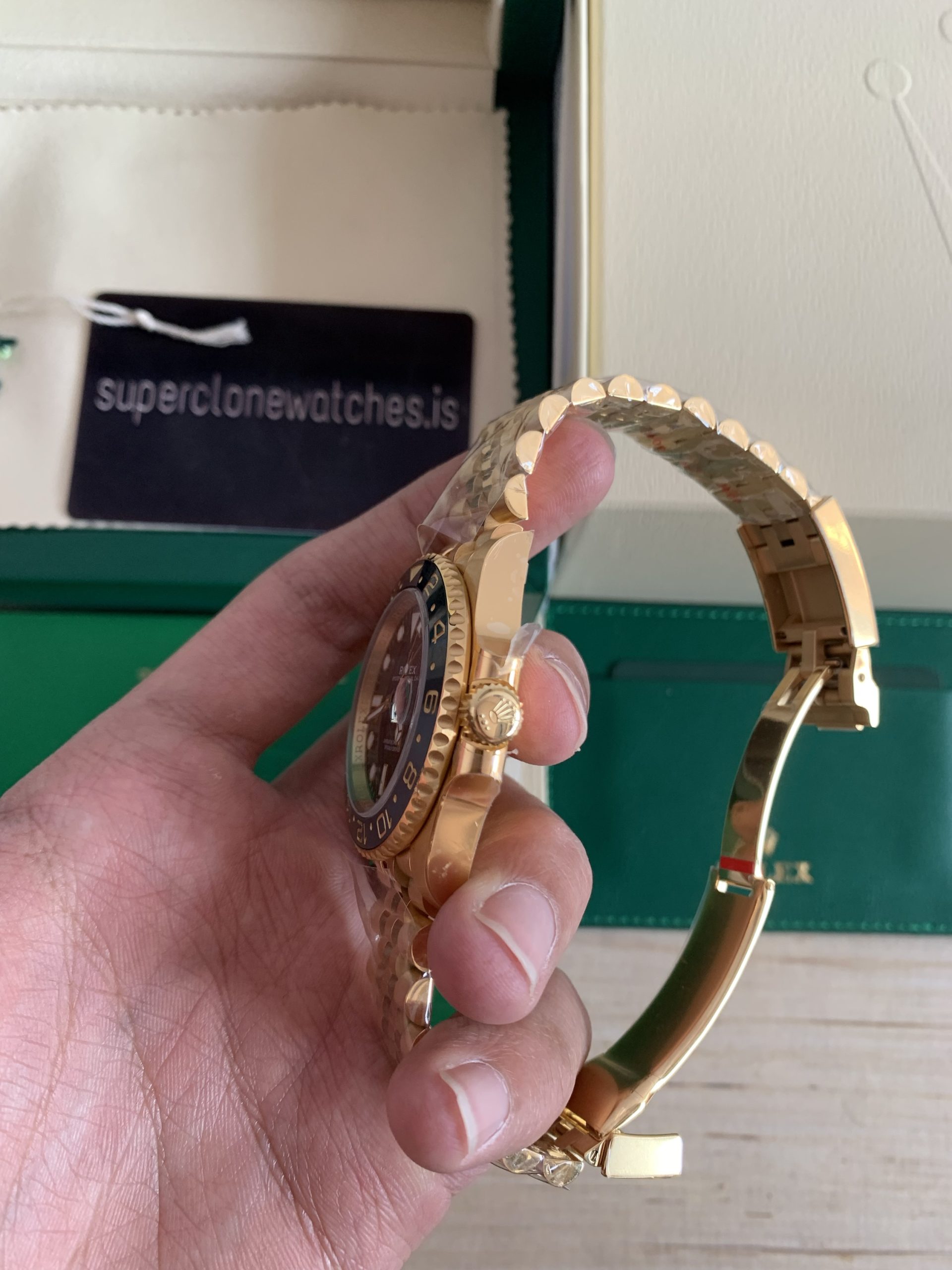 Rolex GMT Master 2 Gold Jubilee 126718GRNR Replica 3285 Clone Movement