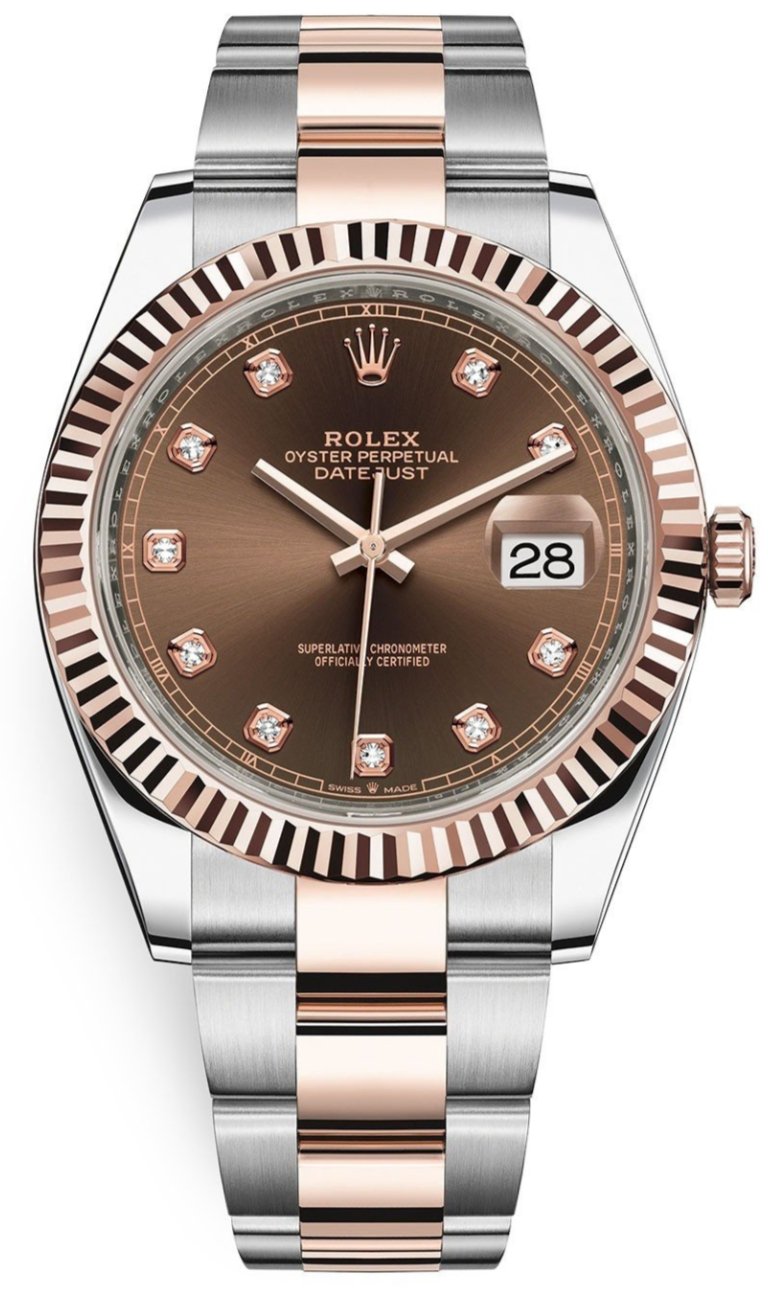 Rolex Datejust 41 Steel and Everose Rolesor Chocolate Diamond Dial Oyster Bracelet 126331