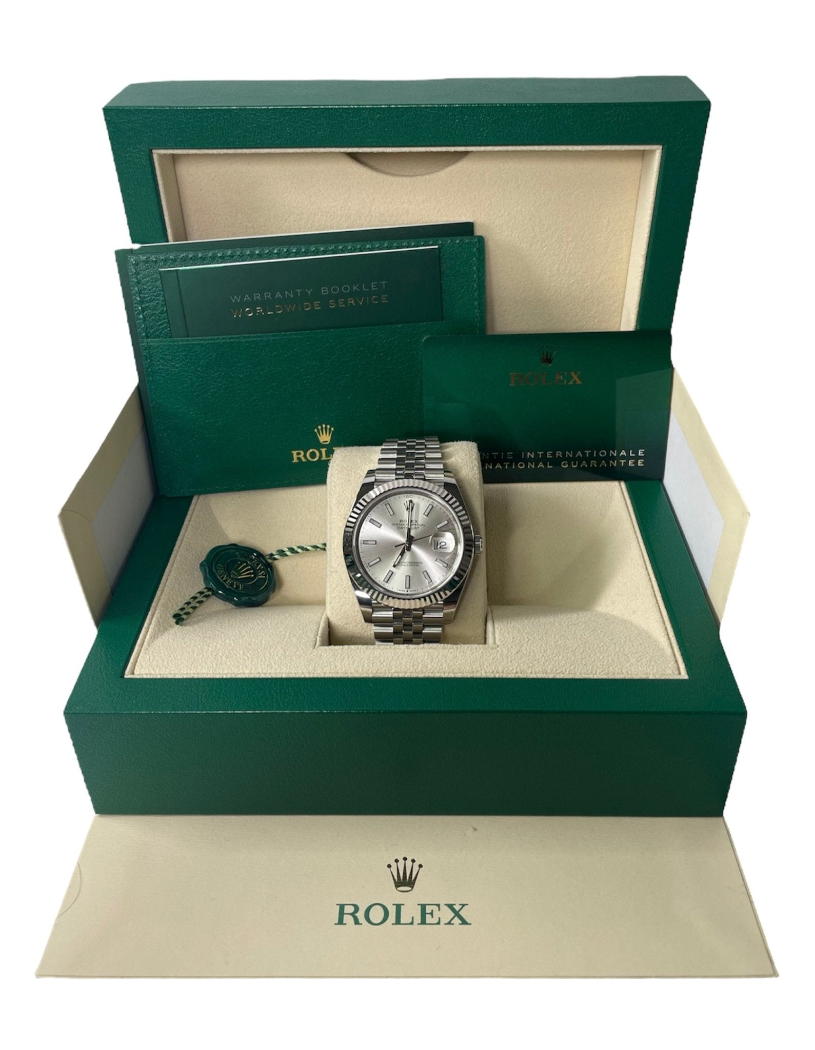 Rolex Datejust 41 White Gold and Steel Silver Index Fluted Bezel (Ref#126334)