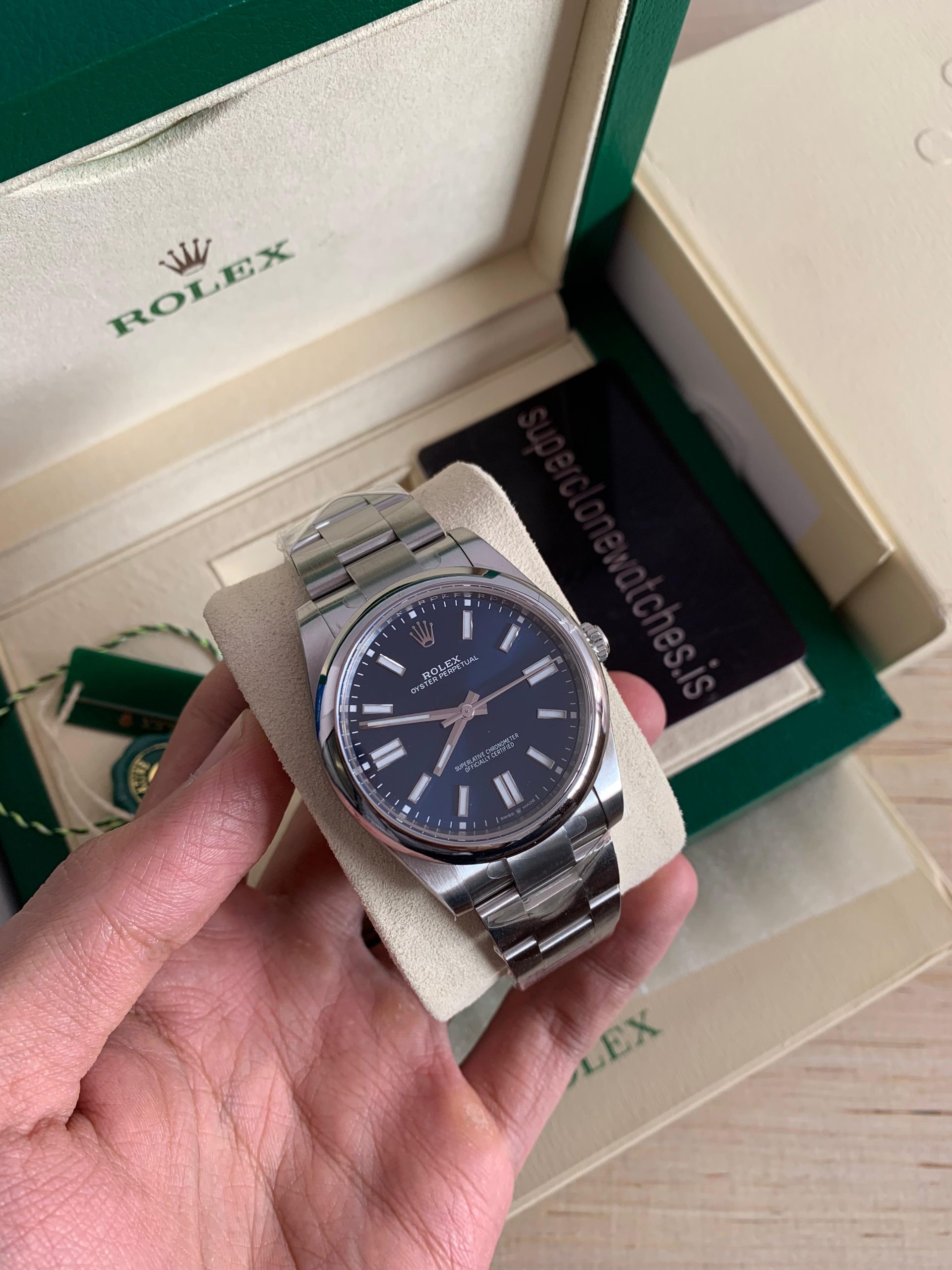 Rolex Oyster Perpetual 41 Blue Dial Super Copy 3230 Movement