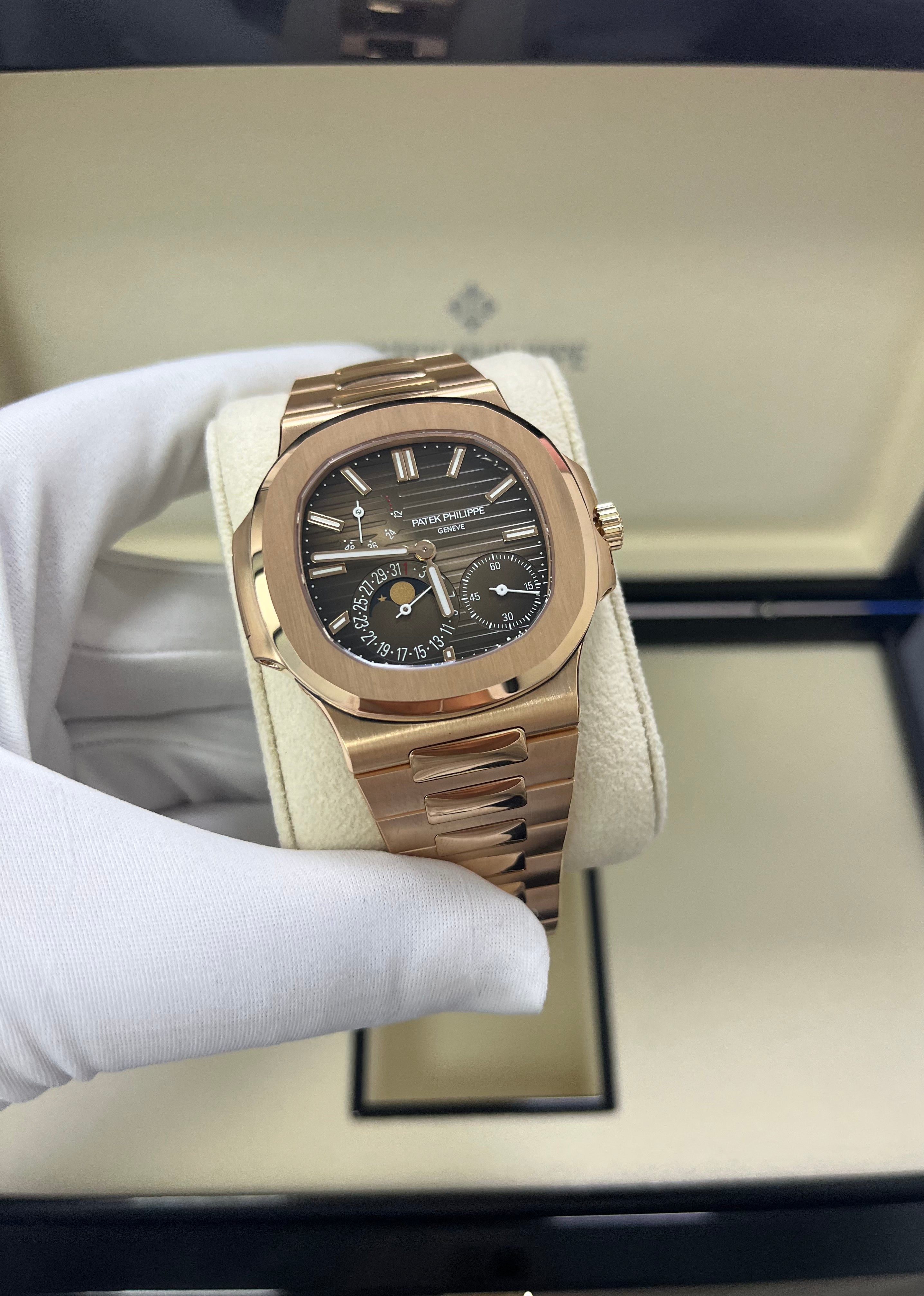 (Top version 1:1)Patek Philippe Nautilus Rose Gold 40mm Brown Black Dial 5712/1R-001