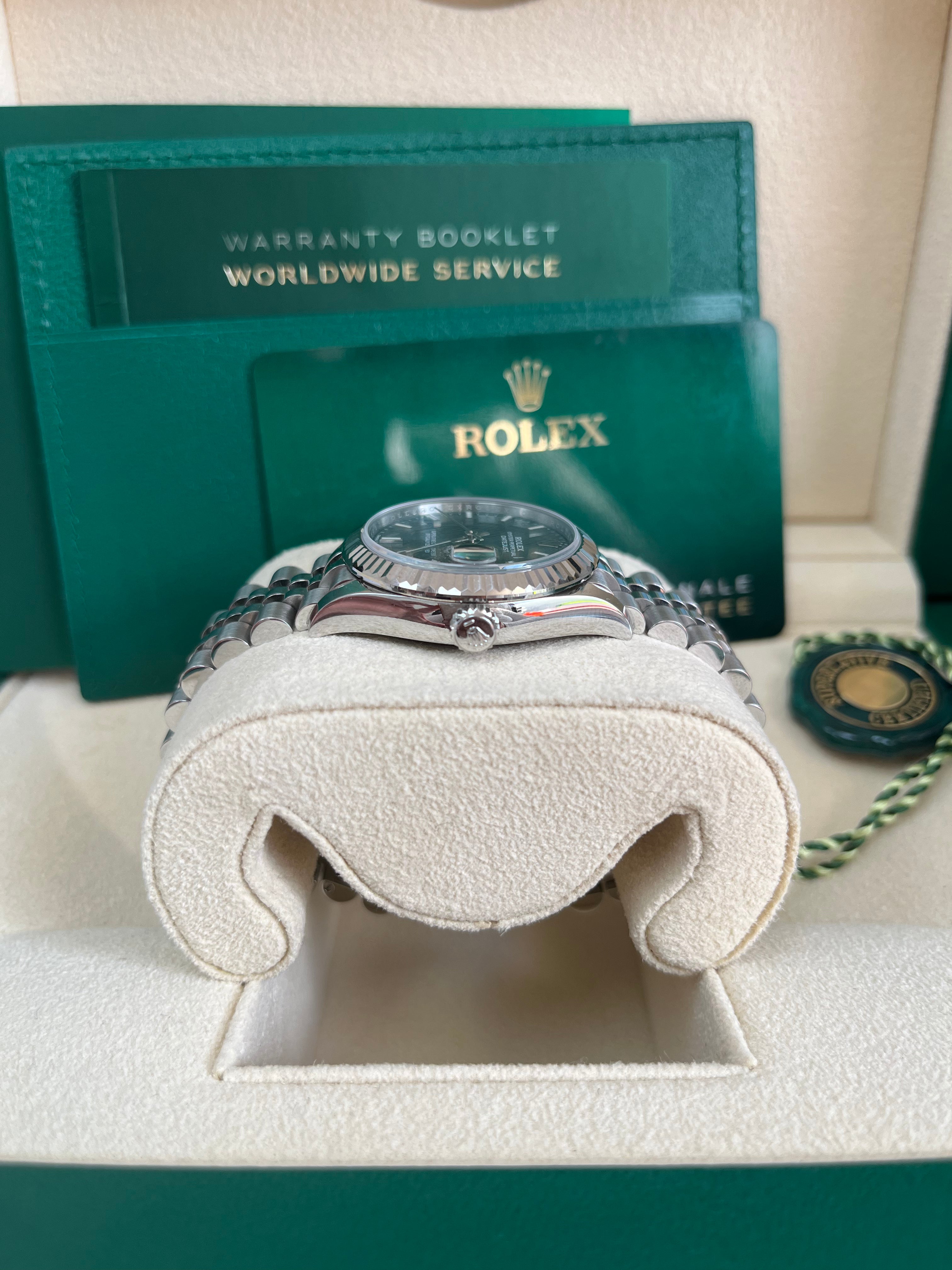 Rolex Datejust 31 Steel and White Gold Datejust 31 Fluted Bezel Mint Green Index Dial Jubilee Bracelet 278274