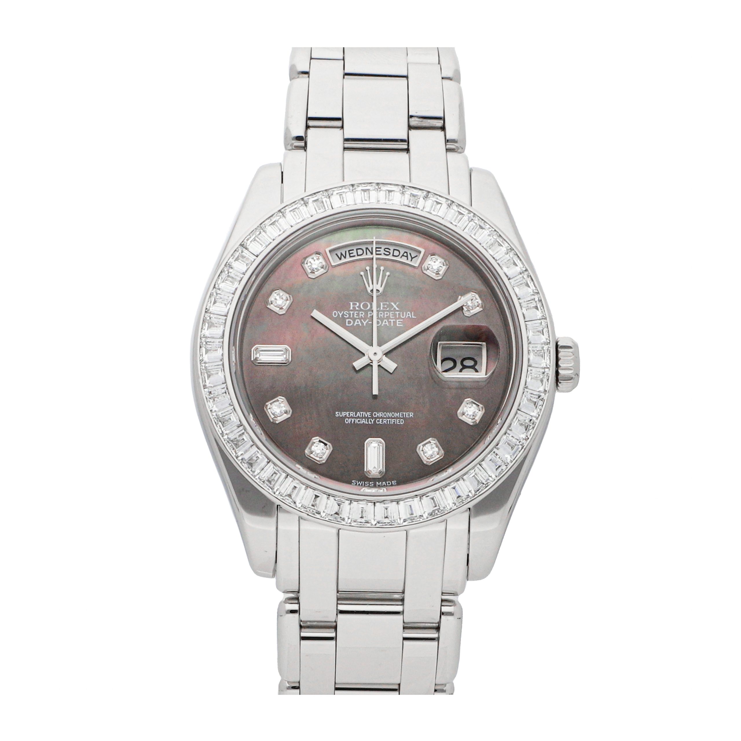 Rolex Super Clone Watch : Day-Date 18956BR BLK MOP RD BG PRL